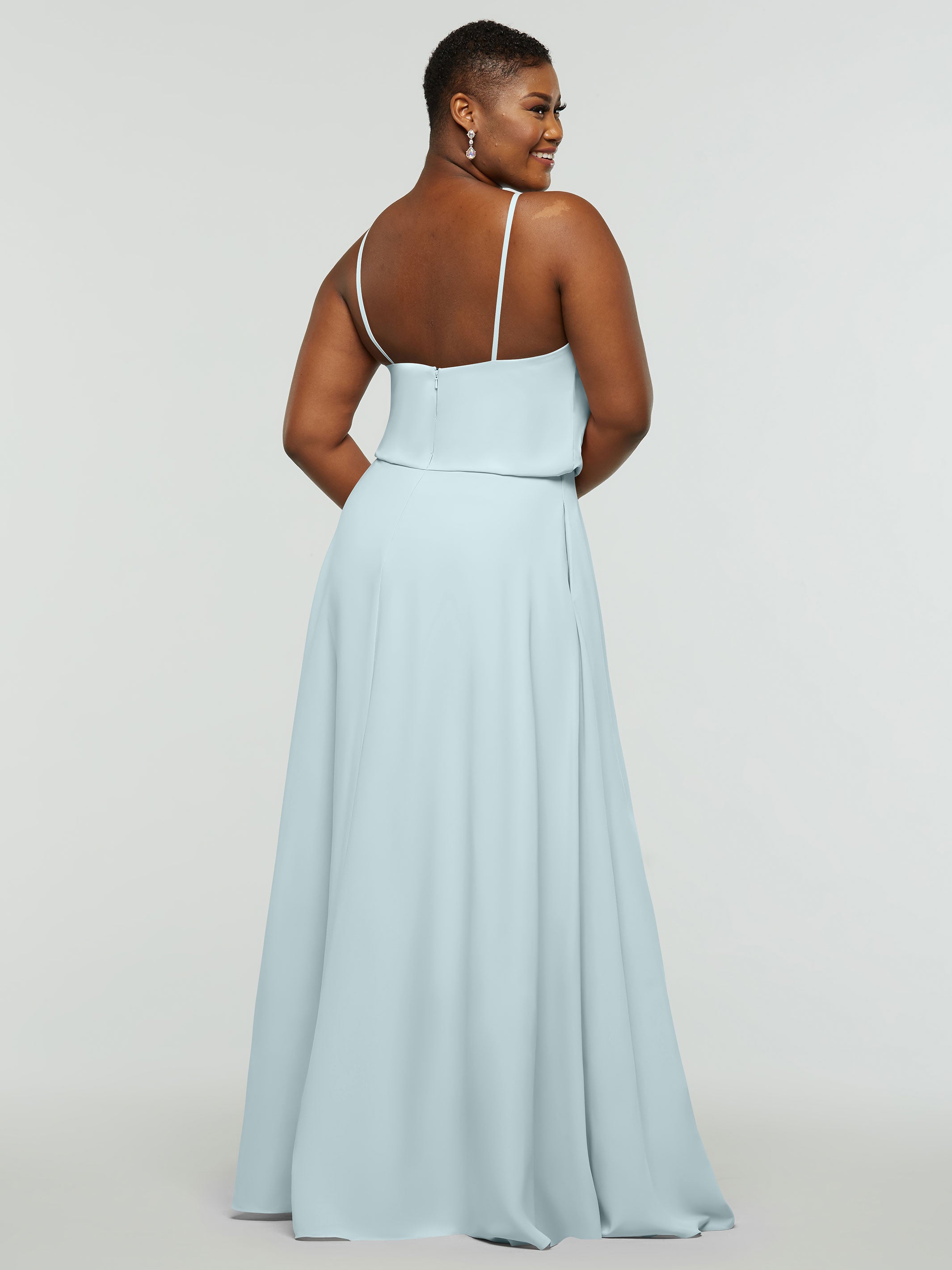 Elegant 83015 Stretch Chiffon A-Line Bridesmaid Dress with Halter Neckline - Perfect for Weddings, Formal Events & Special Occasions