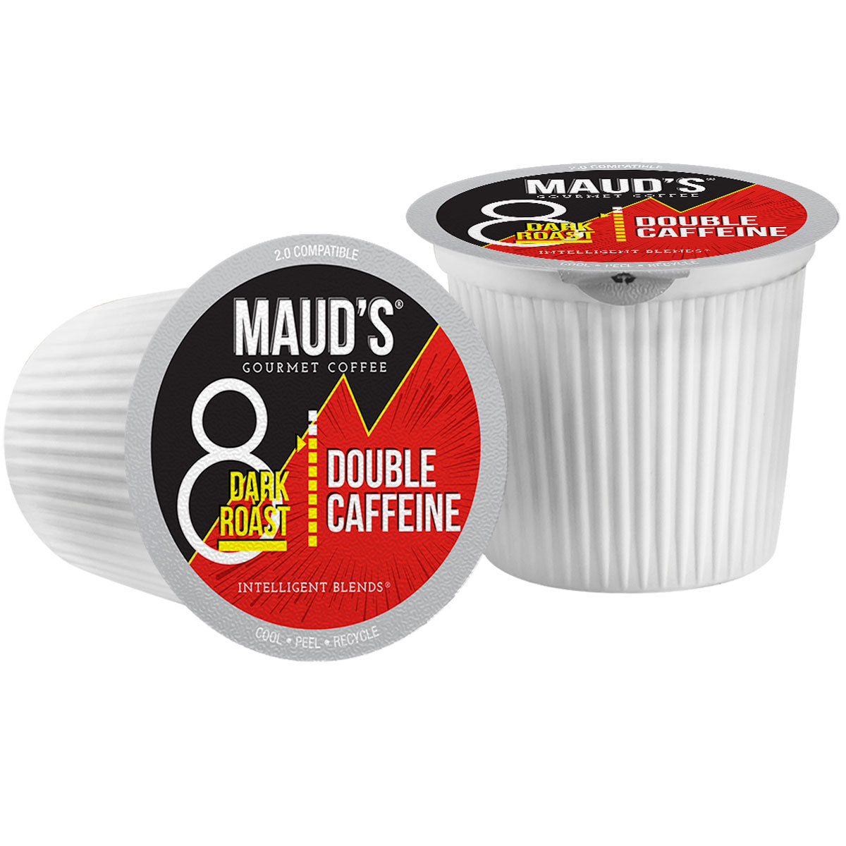 Maud's Double Caffeine Dark Roast Coffee Pods (2X Caffeine) - Strong Bold Flavor for Keurig Machines - Perfect for Morning Energy Boost & Office Use
