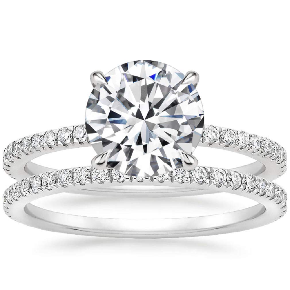 4.40Ct Round Cut VVS1 Colorless Moissanite Diamond Bridal Ring Set in 925 Sterling Silver - Perfect Engagement & Wedding Gift for Her | Anniversary, Proposal, Valentine's Day Jewelry