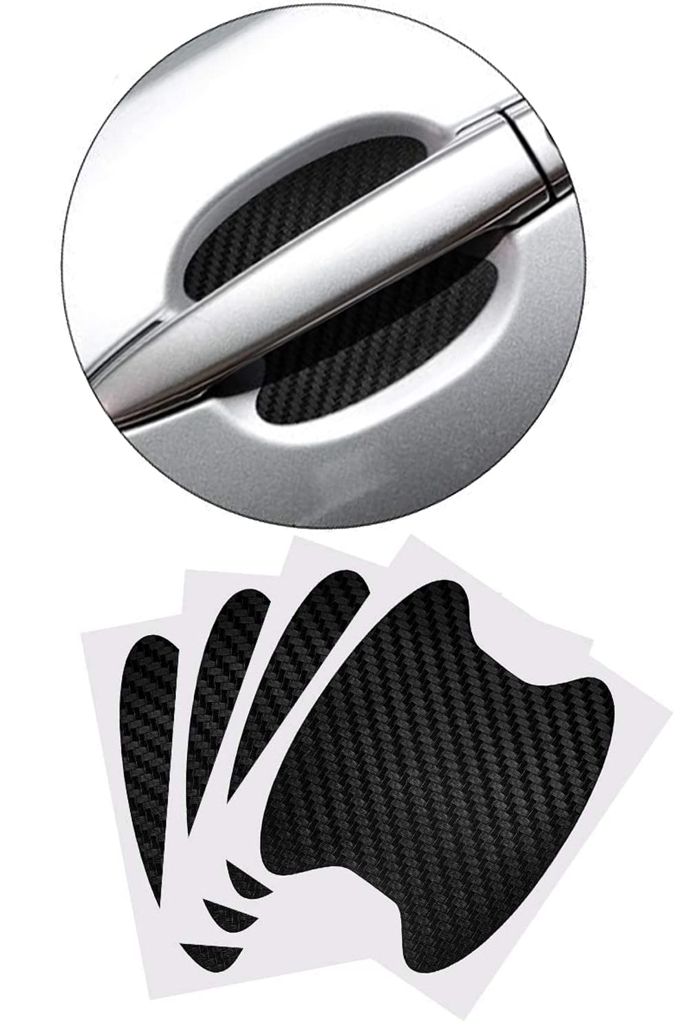 Universal Car Door Handle Scratch Protector 4-Pack - Black Protective Films for Daily Driving