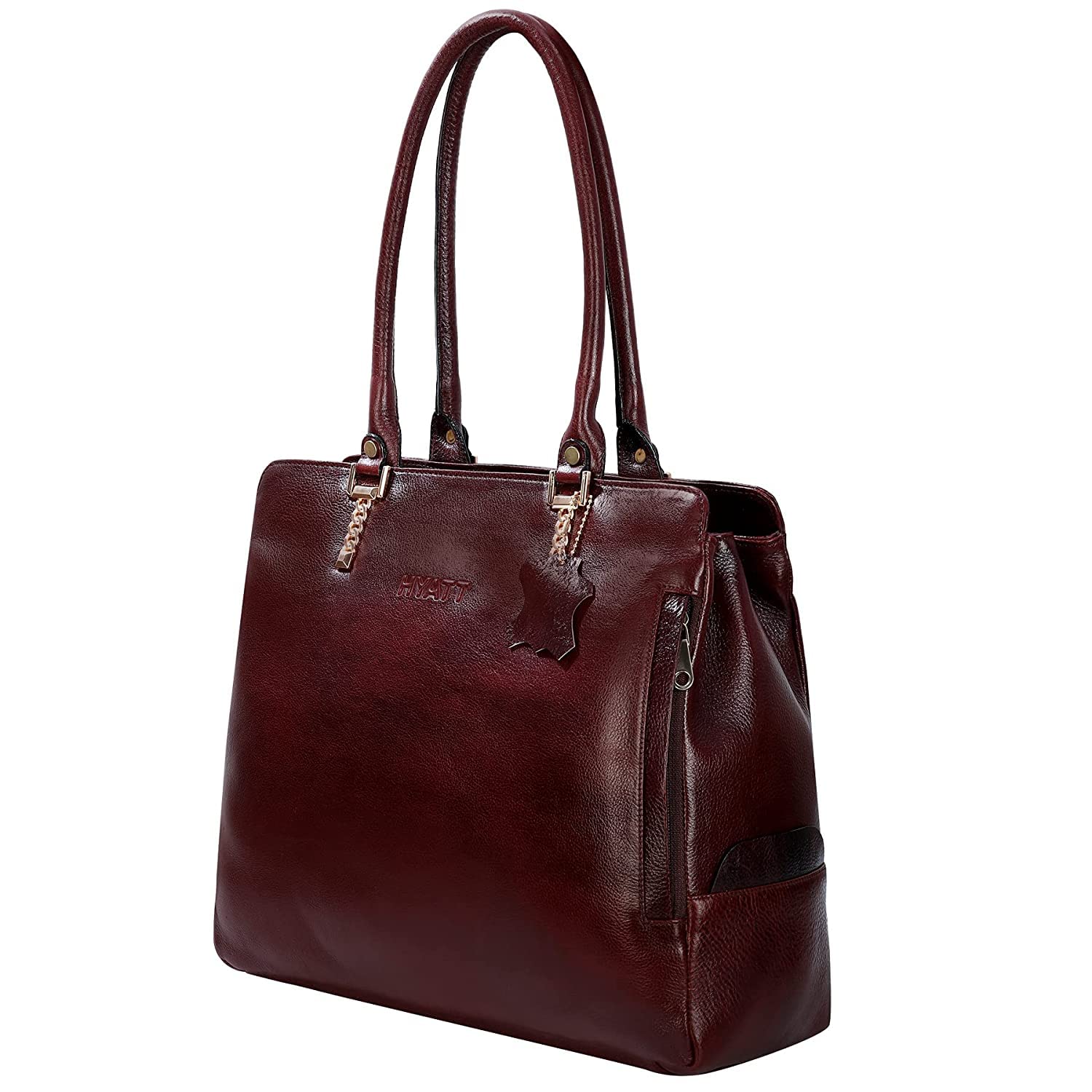 HYATT Women's Leather Tote Bag - Genuine Full Grain Leather Handbag for Office & Travel