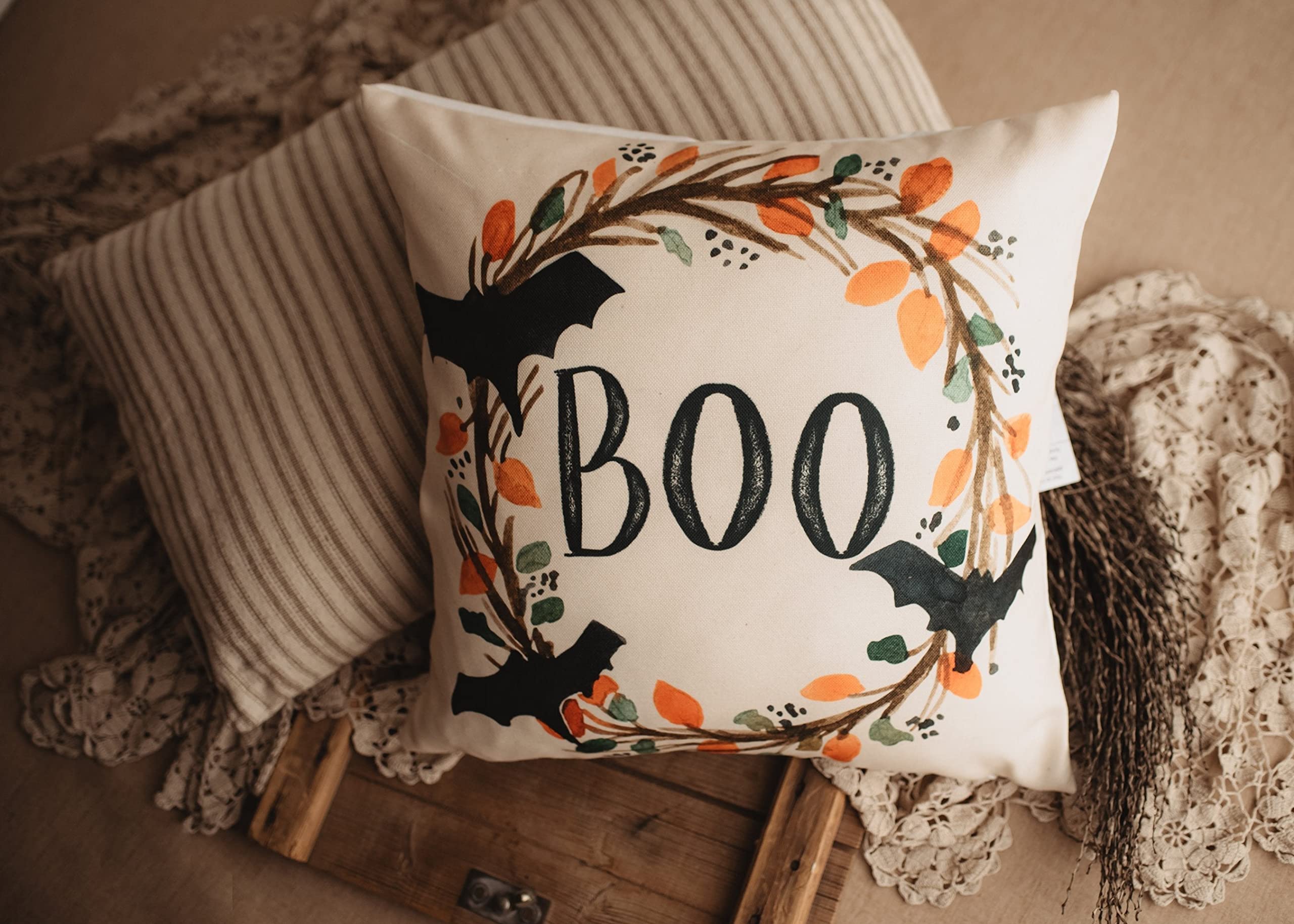 Halloween Trick or Treat Candy Pillow Cover | Spooky Fall Decor Cushion Case | Decorative Sofa & Room Pillow | Perfect Gift for Women | Cozy Home Decor for Halloween Parties & Autumn Living Rooms