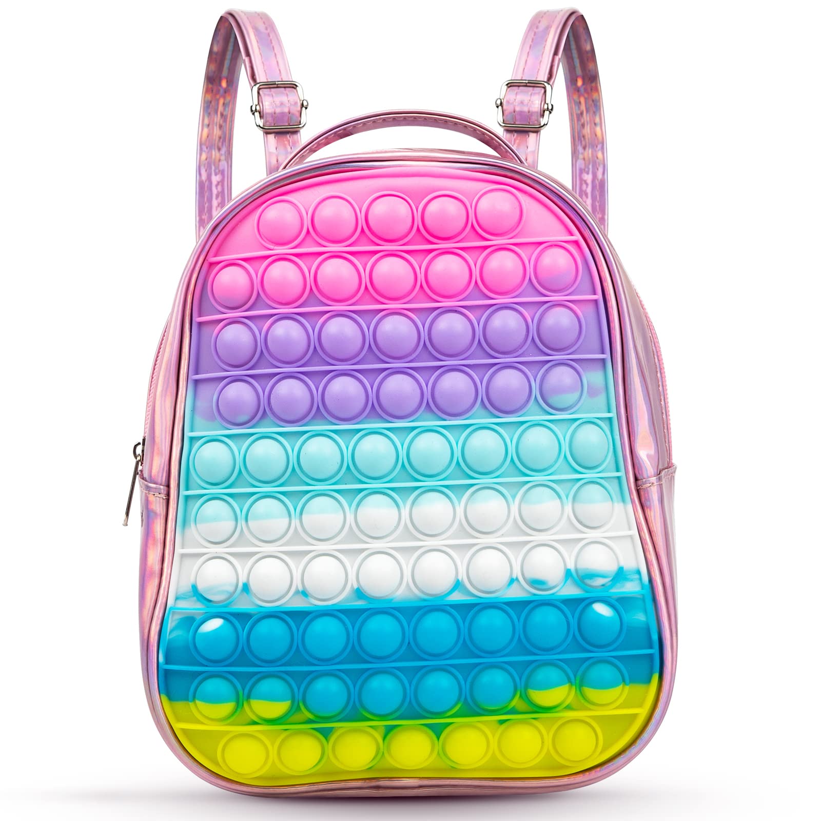 QCQHDU Pop Poppers Backpack Purse for Girls - Sensory Fidget Shoulder Bag with Push Bubble Popper Toy for Kids & Toddlers | Stress Relief, Classroom, Travel, and Playtime Fun