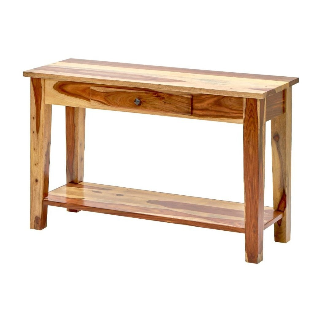 Rustic Dual Tone Wood Sofa Console Table with Drawer - Samoa Style Entryway & Living Room Display Shelf for Home Decor