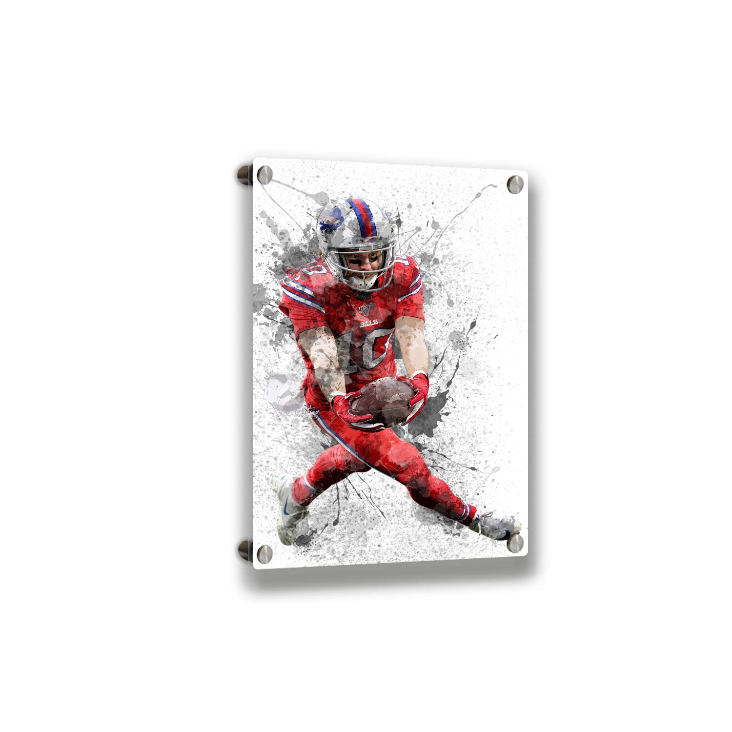 Cole Beasley Football Wall Art - Splash Effect Canvas Print with Wooden Frame - Large 30x40 Acrylic Sports Decor for Office, Bedroom & Man Cave - Modern NFL Player Artwork for Sports Fans & Home Decor