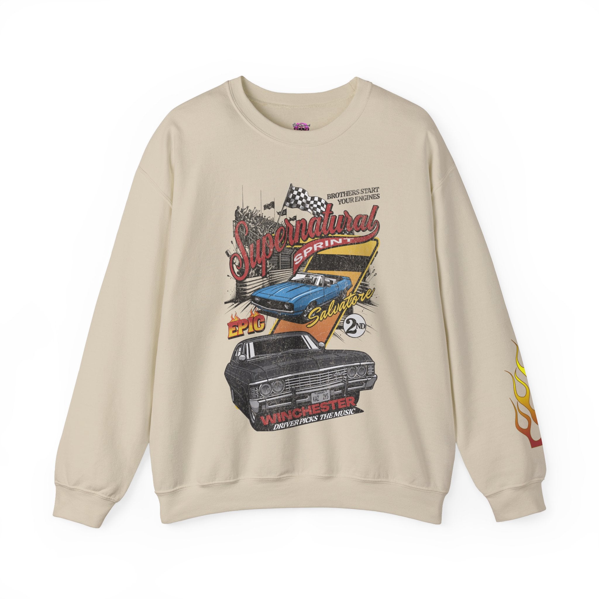 Supernatural Sprint Distressed Crewneck Sweatshirt - Vintage Style Pullover for Men & Women - Casual Streetwear for Running, Gym & Everyday Wear