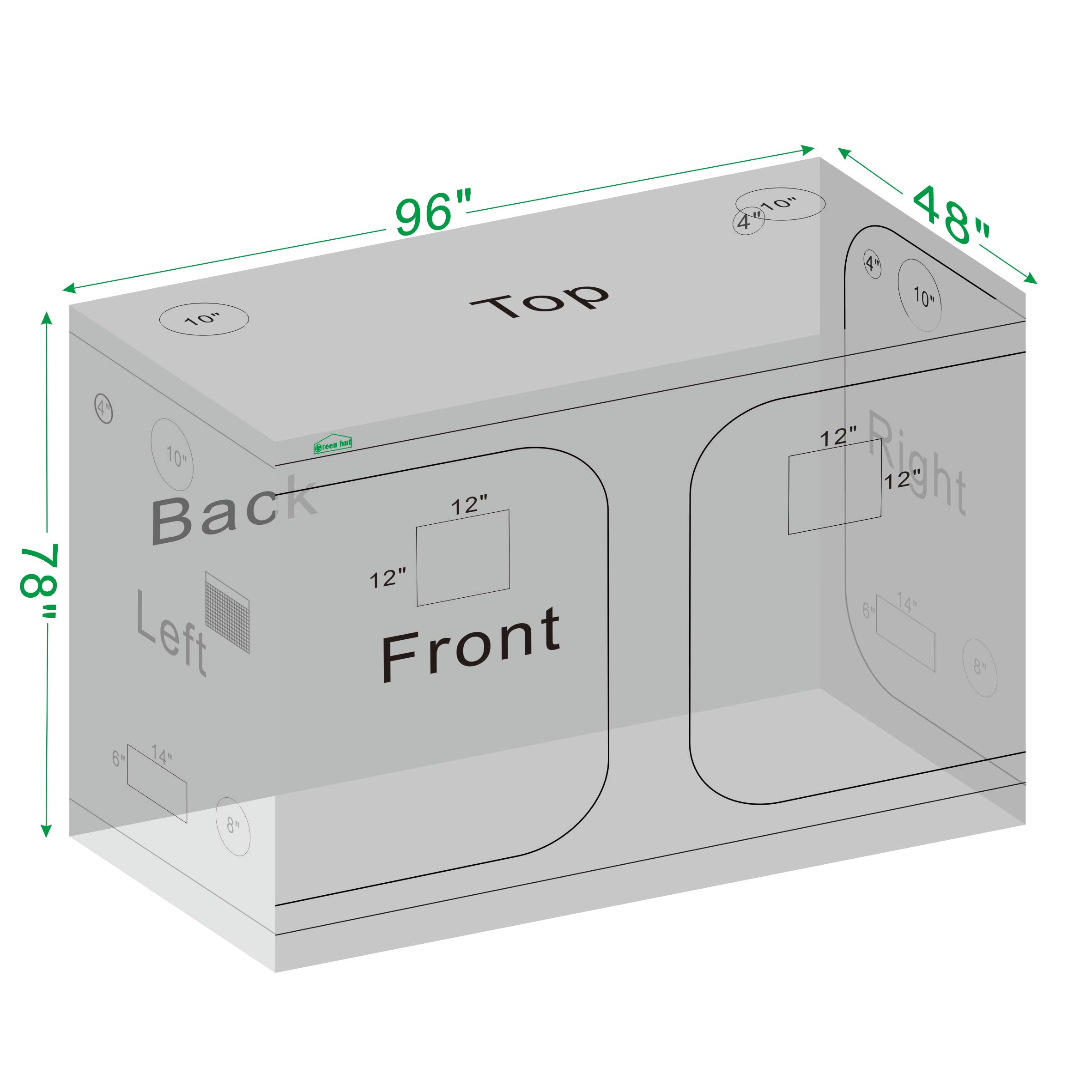 600D Mylar Hydroponic Grow Tent 96