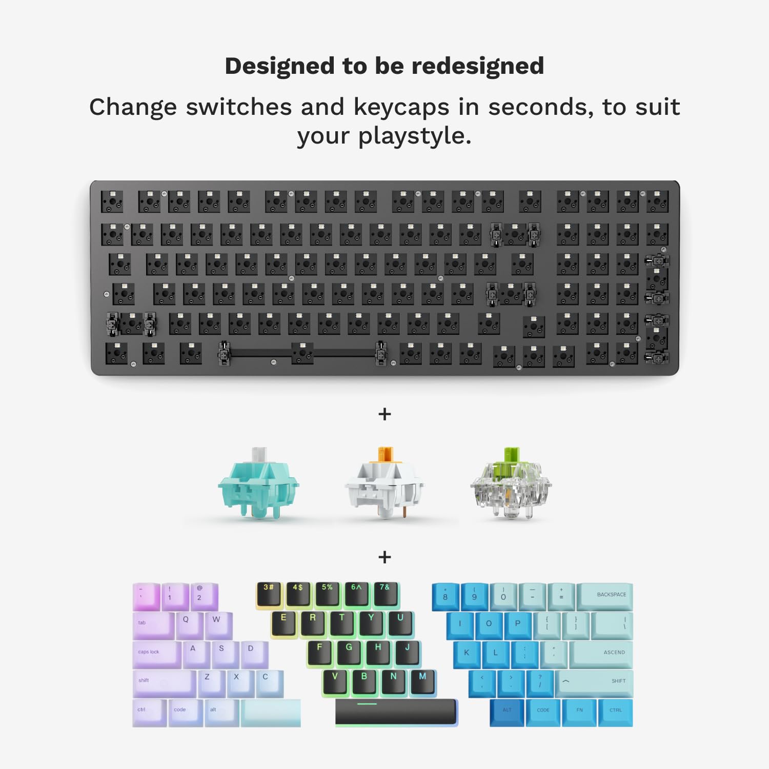 Glorious GMMK 2 96% Full Size Gaming Mechanical Keyboard - Hot-Swappable Cherry MX Style Linear Switches, Double Shot PBT Keycaps, RGB Backlit - Wired PC Gaming Keyboard for Esports, Typing & Office Setup (Black)