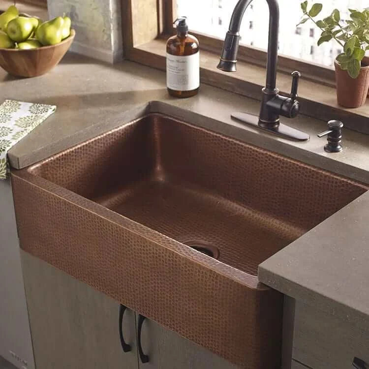 Thompson Quiroga 33-Inch Antique Copper Farmhouse Sink KSA 3322AH - Perfect for Rustic Kitchens & Farmhouse Style Homes