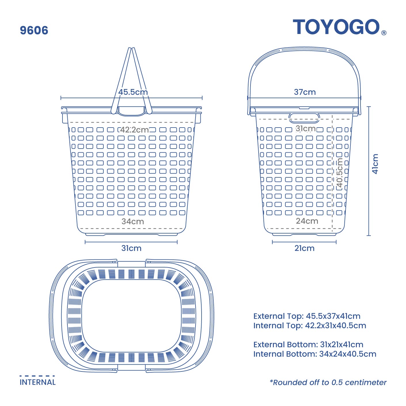 Large Laundry Basket with Handle - Foldable & Durable Laundry Hamper for Home, Dorm, or Travel - Perfect for Clothes, Toys, and Storage (9606)