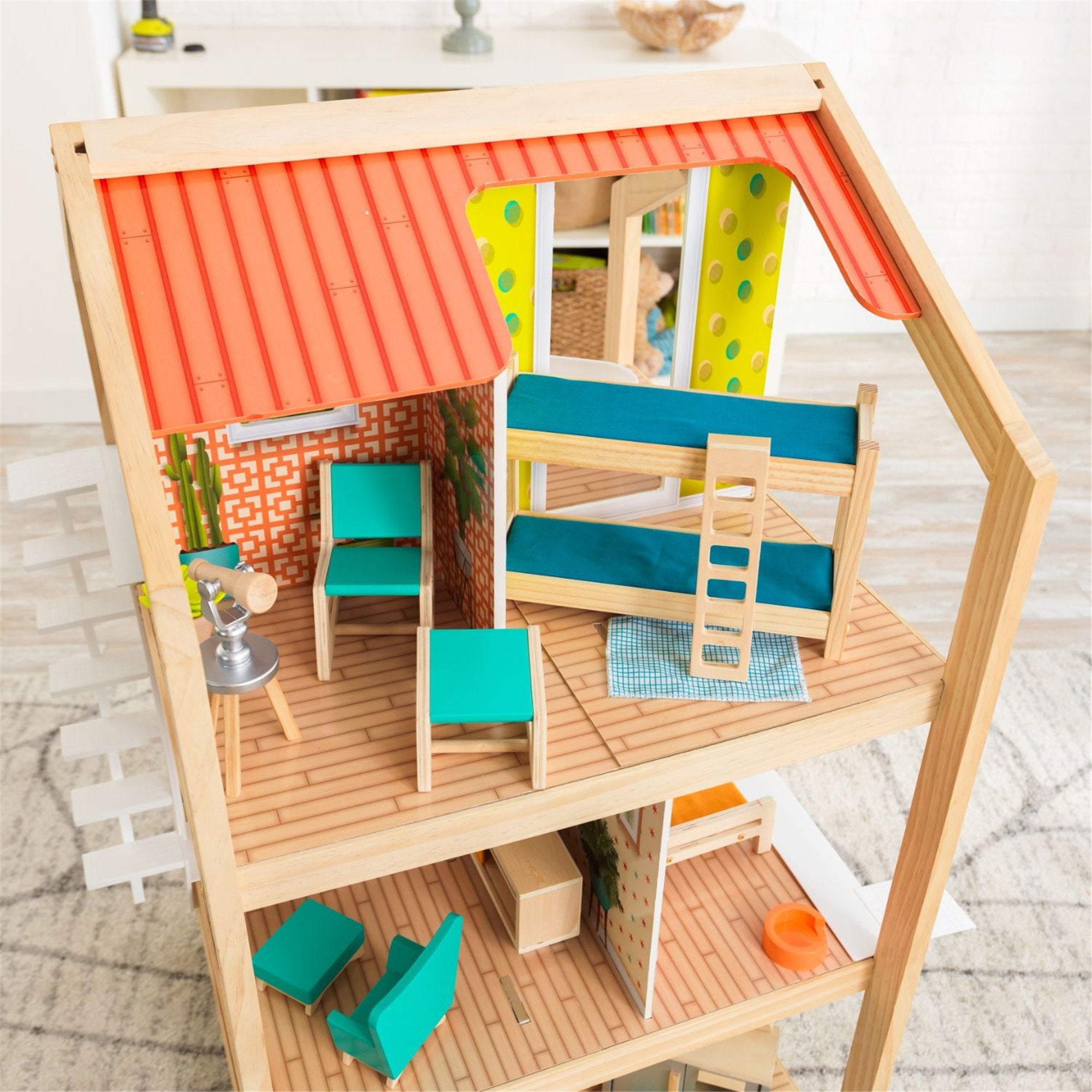 KidKraft So Stylish Mansion Dollhouse with Easy Assembly - Wooden Doll House for Girls with Furniture & Accessories, Perfect for Pretend Play & Creative Storytelling