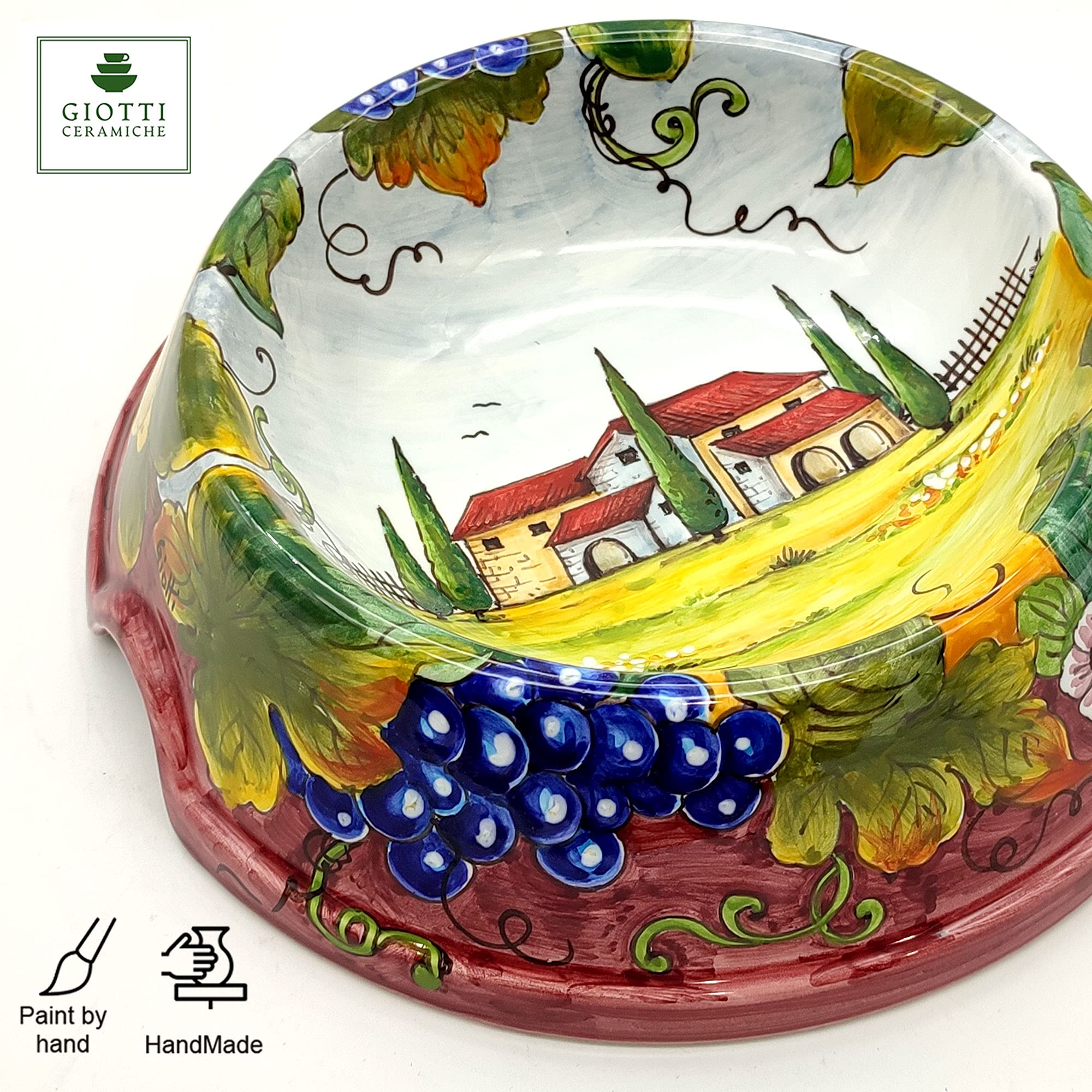 Italian Hand-Painted Ceramic Pet Bowl - Tuscan Style Dog & Cat Food Dish - Durable Dishwasher Safe Bowl for Small Animals - Perfect Gift for Pet Lovers | Ideal for Home Decor, Kitchen Use & Outdoor Feeding