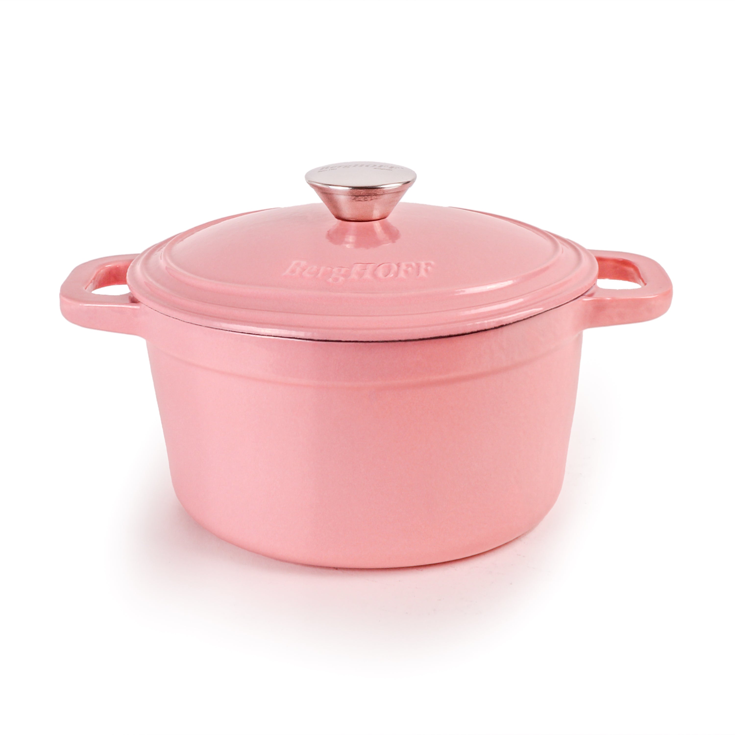 BergHOFF Neo 4-Piece Cast Iron Cookware Set - 3 Quart & 7 Quart Dutch Oven with Lid, Pink Enameled Cookware for Stovetop, Oven & Serving - Perfect for Braising, Stewing & Family Meals