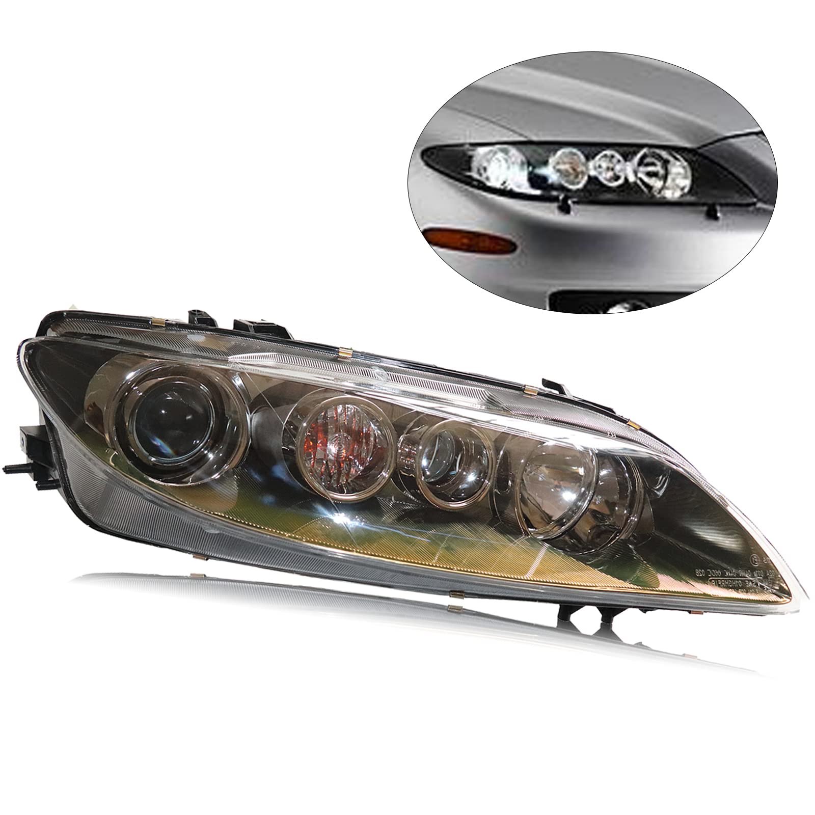 2006-2008 Mazda 6 Right Passenger Side Headlight Assembly - Black Housing with Clear Lens (Part #MA2502134, MA2503134) | Direct Fit Replacement | US Stock | Perfect for Night Driving & Foggy Conditions