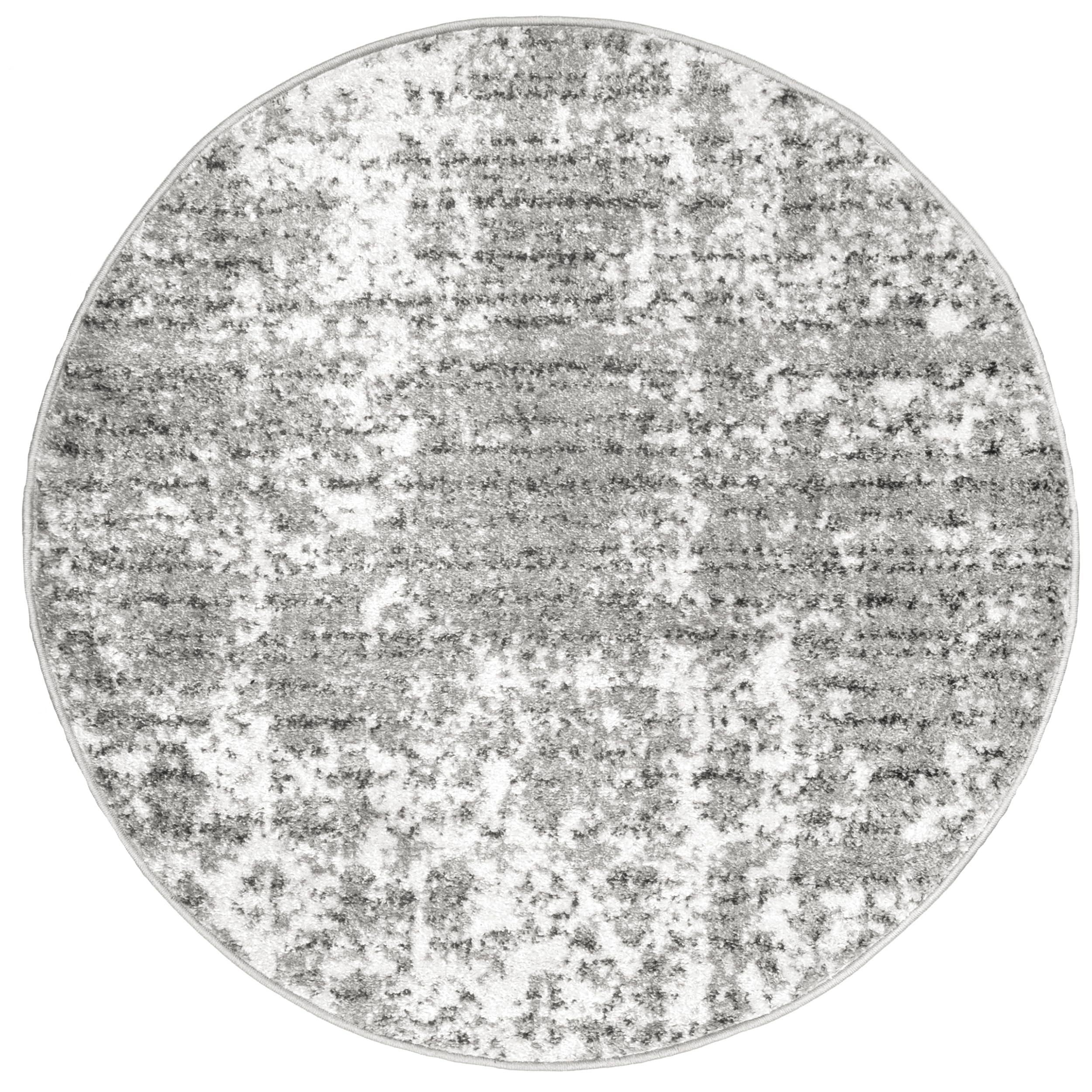 nuLOOM Deedra Modern Abstract Round Area Rug - 6' Grey & Ivory Contemporary Rug for Living Room, Bedroom, Dining Room & Kitchen | Soft & Durable Home Decor for Modern Spaces