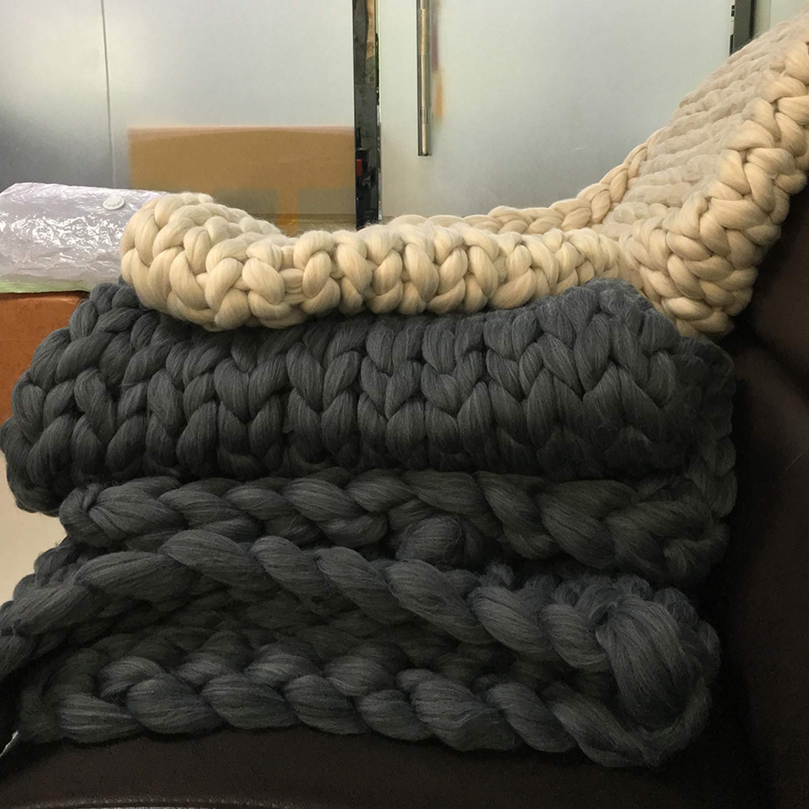 Handmade Chunky Knit Throw Blanket - 100% Premium Knitted Blanket in Gold Yellow, Ultra Soft & Cozy Home Decor for Couch, Bed, Sofa, Chair - Perfect Gift (80x80 inches) - Ideal for Living Room, Bedroom & Winter Snuggles