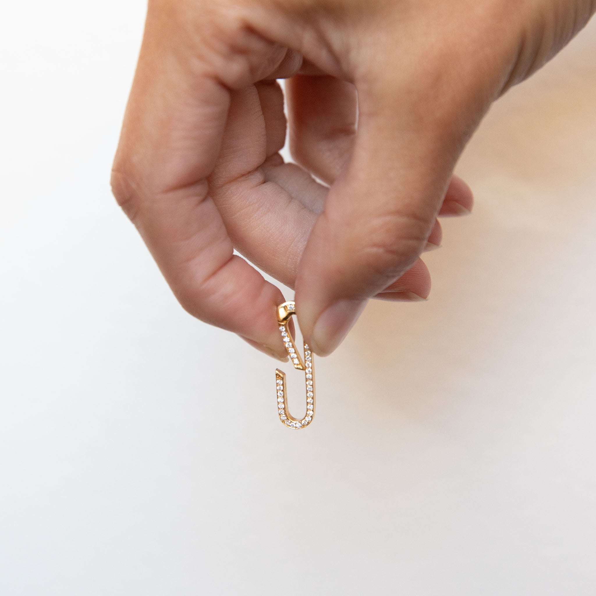 14K Gold Large Pavé Diamond Oval Push Lock Enhancer - Elegant Jewelry for Necklace & Bracelet - Perfect for Weddings, Anniversaries & Special Occasions
