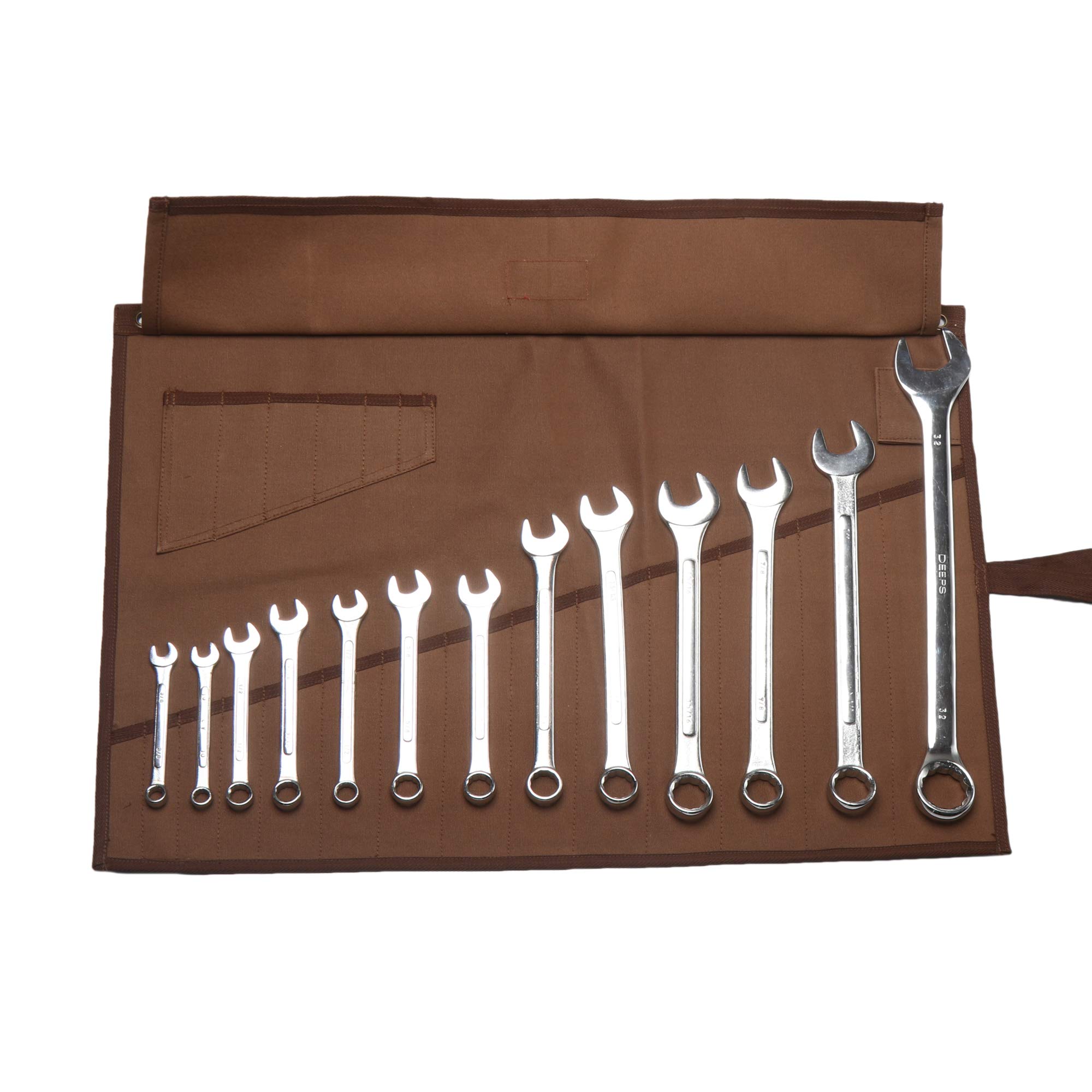 Heavy Duty 20-Pocket Cotton Canvas Wrench & Tool Roll Organizer Bag - Handmade Dyed & Sand Washed for Mechanics, DIY Projects & Workshop Storage