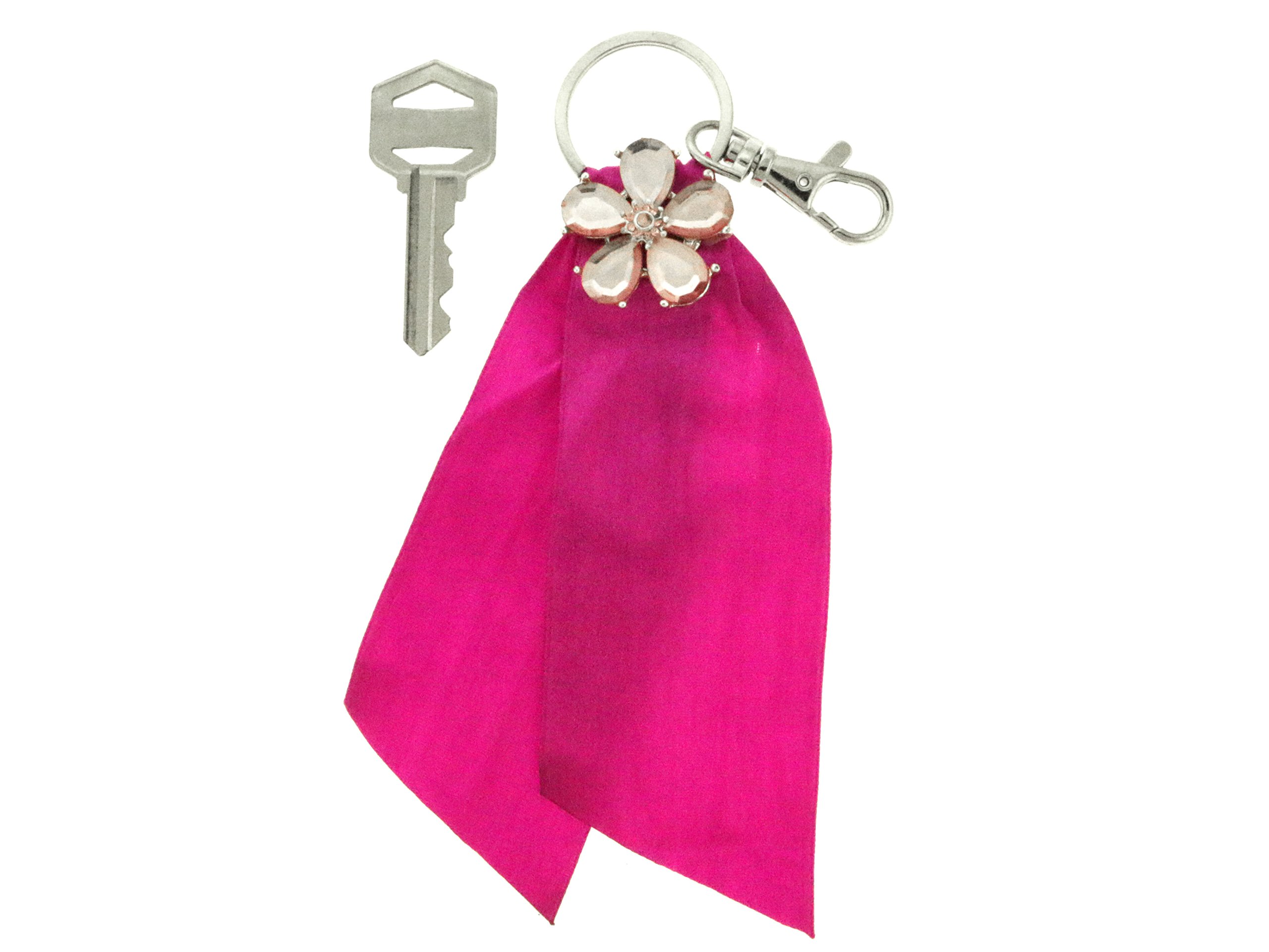 Pink Ribbon Keychain with Flower Accent - Cute Floral Charm for Keys, Bags & Gifts (KEKC4393) | Perfect for Breast Cancer Awareness, Everyday Use & Party Favors