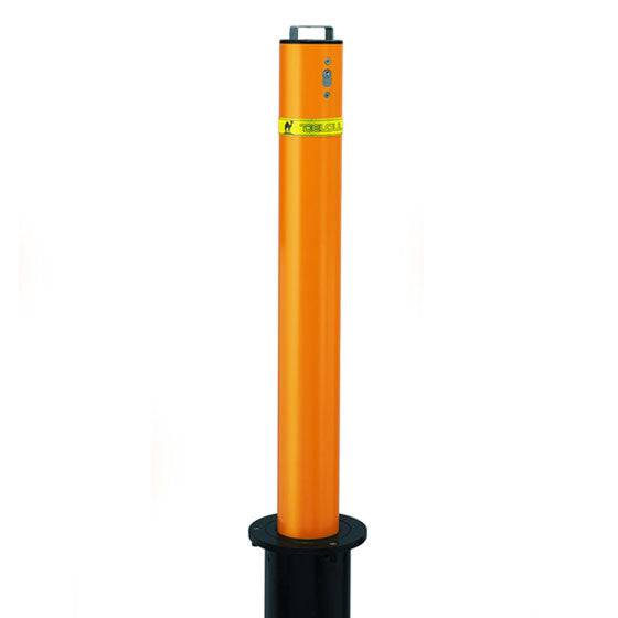 4 Pack Manual Retractable Yellow Carbon Steel Bollards - Heavy Duty Parking Posts for Driveways, Warehouses, and Commercial Spaces