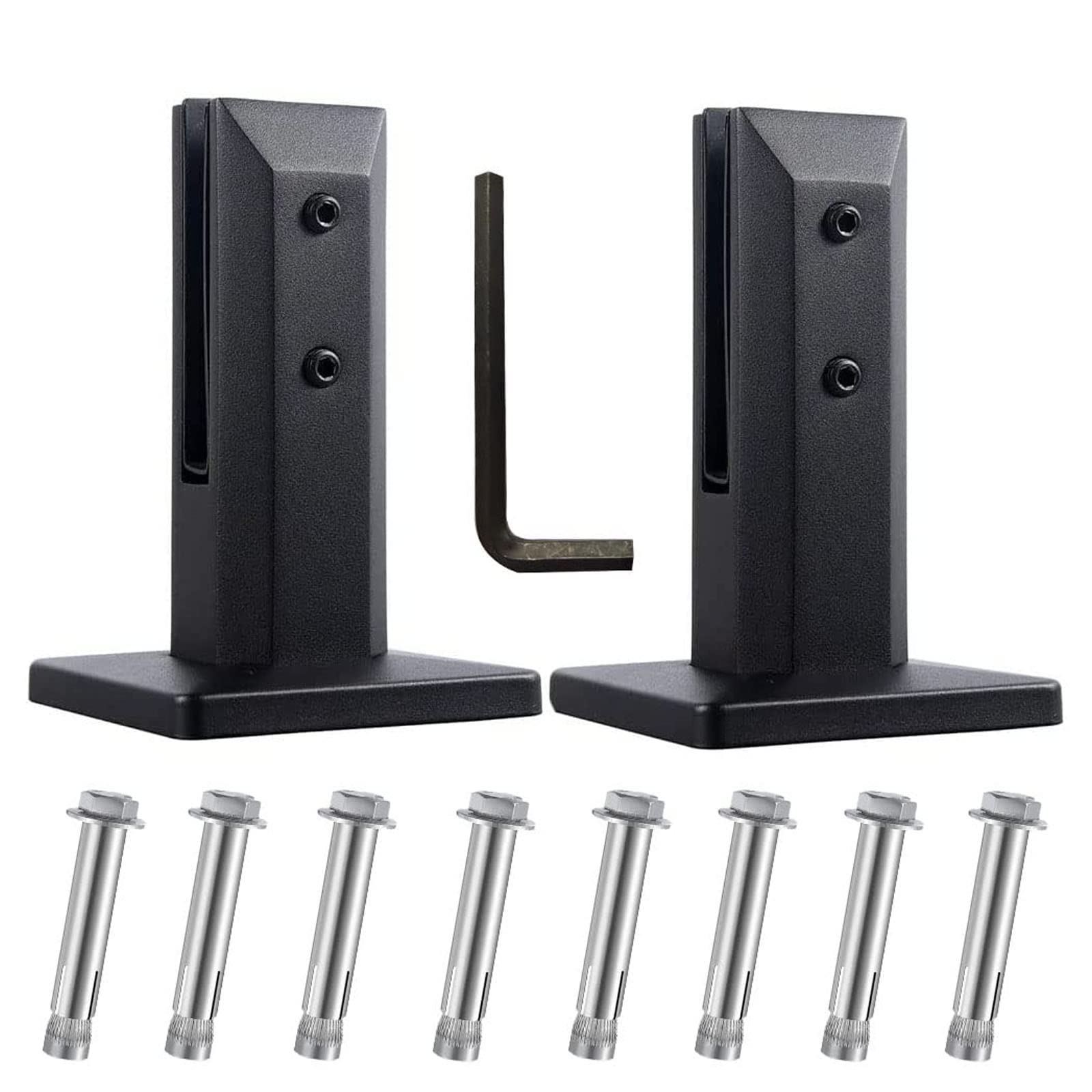 Premium 304 Stainless Steel Frosted Black Glass Clamp for Stair Railing Post & Fence Railing - Heavy Duty Square Pool Fence Floor Panel Glass Bracket (2-Pack) - Perfect for Modern Home, Commercial & Outdoor Safety Railings