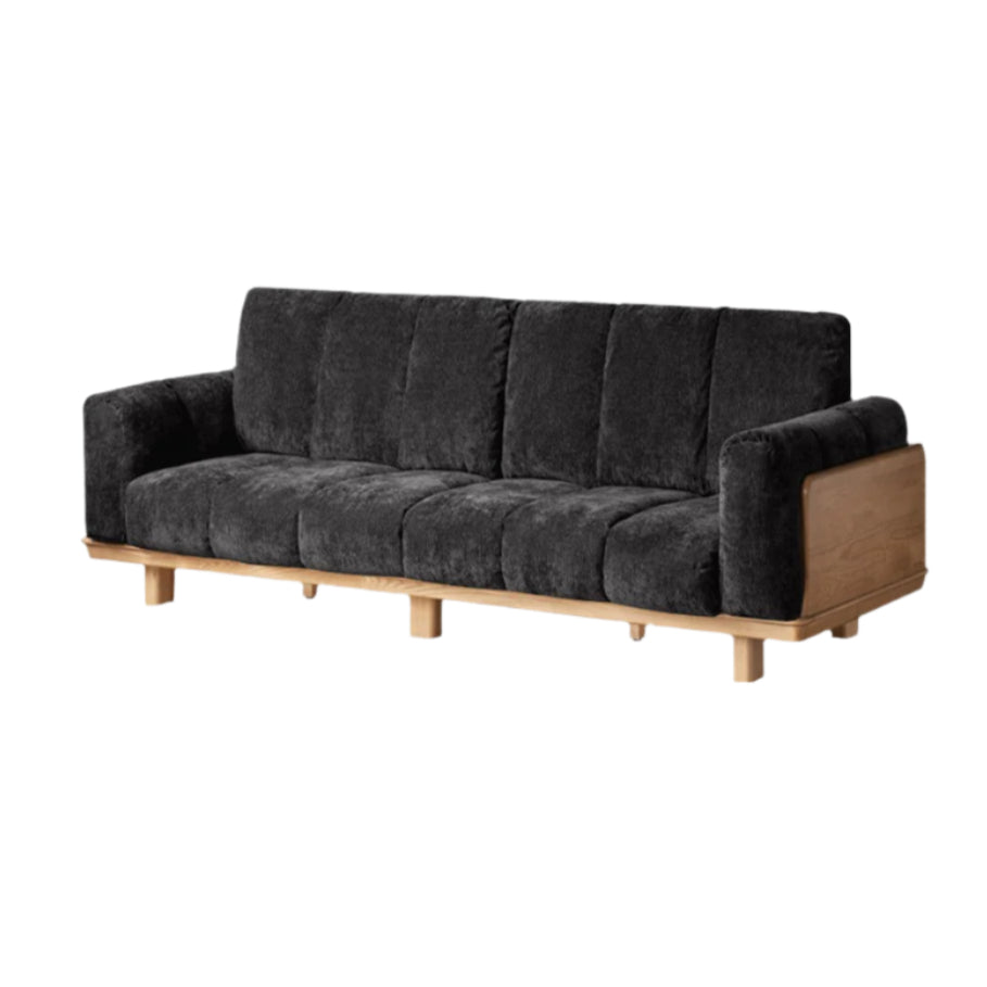 Modern Solid Wood Down Straight Sofa - Black Walnut & Ash Wood Frame - Perfect for Living Room, Lounge, or Office Comfort