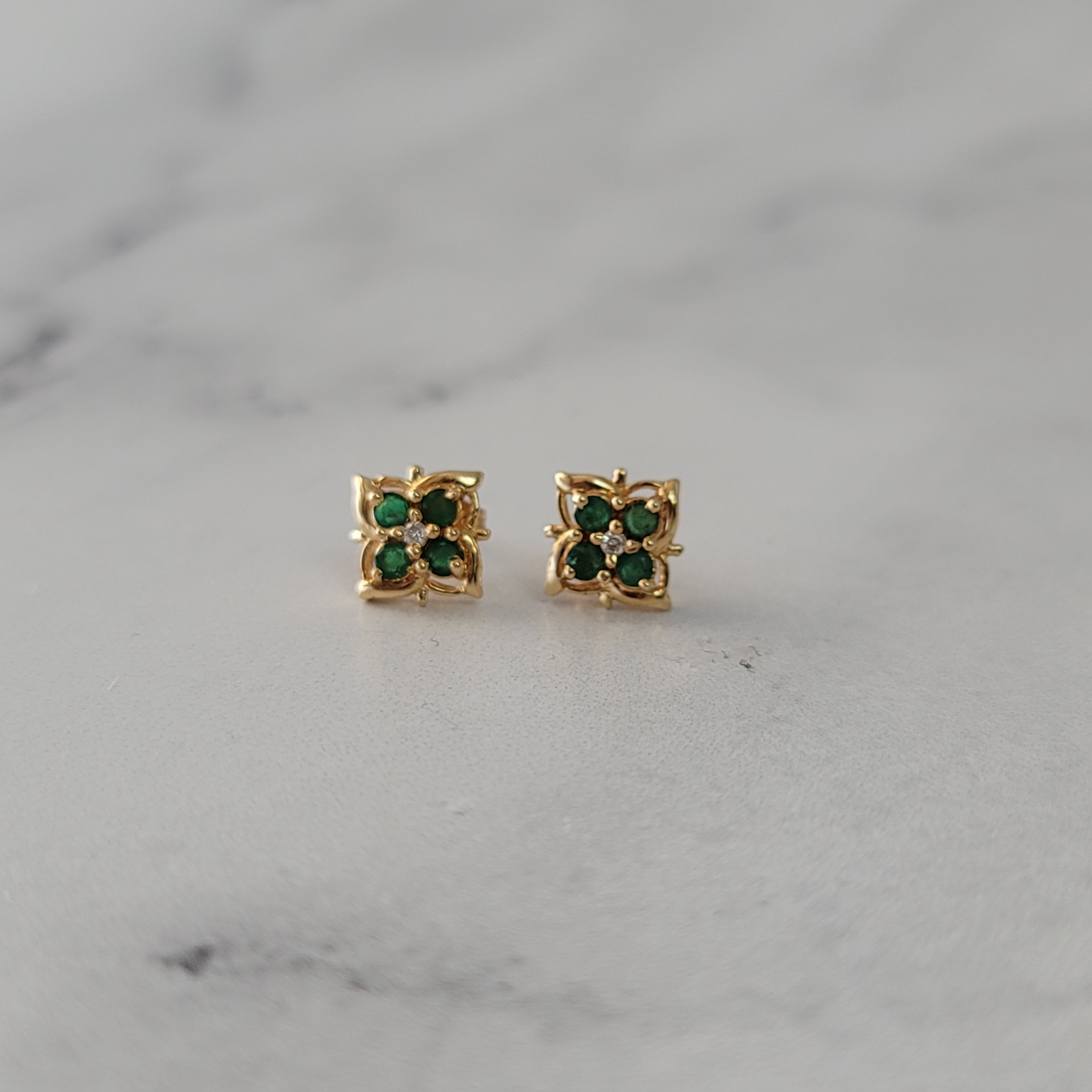 0.33cttw 14k Yellow Gold Emerald Stud Earrings for Women - Elegant Green Gemstone Jewelry for Everyday Wear, Gift Giving & Special Occasions