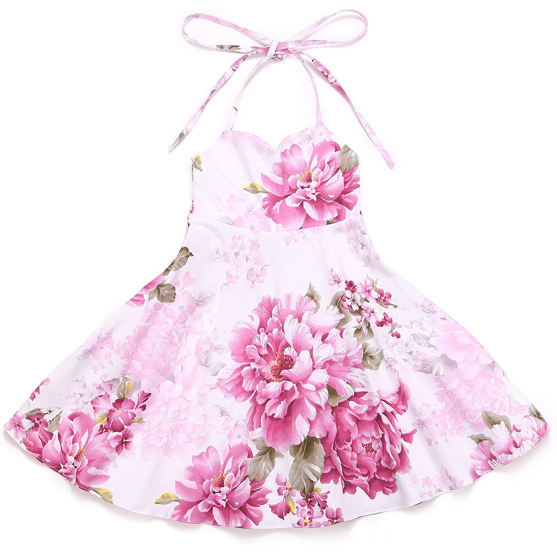 Flofallzique Floral Girls Party Dress - Vintage Backless Summer Casual Toddler Dress for Easter, Birthday & Special Occasions
