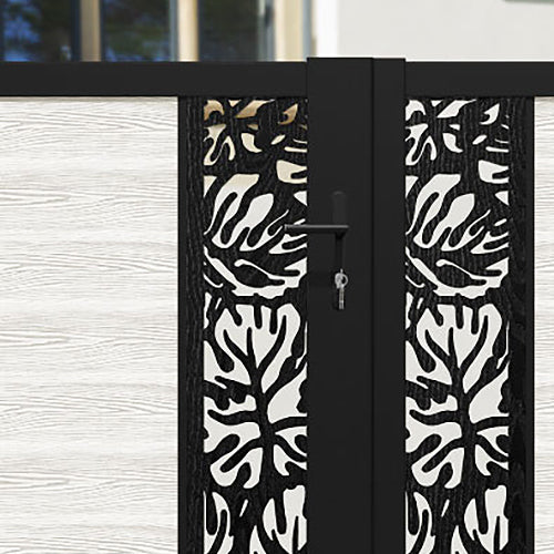 Classic Botanic Straight Top Driveway Gate - Light Stone Finish with Middle Screen - Perfect for Garden, Yard, and Driveway Security