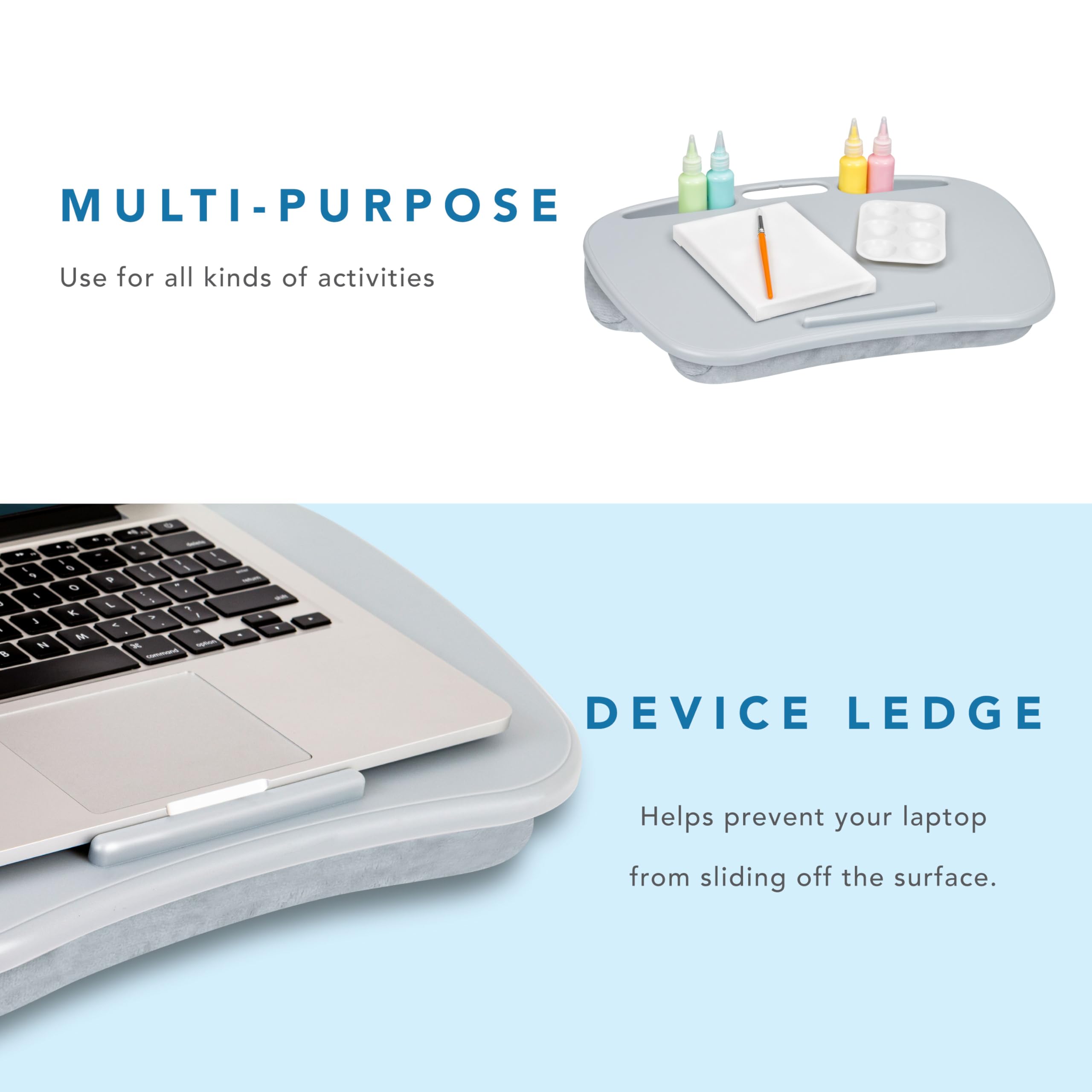 LAPGEAR MyDesk Lap Desk with Device Ledge & Phone Holder - Cool Gray - Portable Laptop Desk for 15.6 Inch Notebooks - 12 Pack (Style 44005) - Perfect for Home Office, Bed, Couch & Travel Use