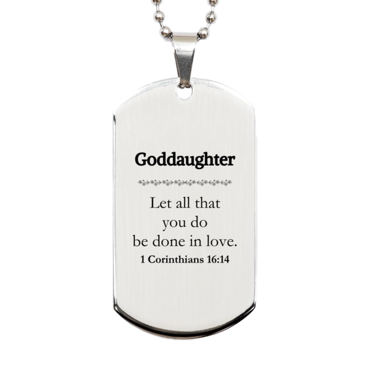 Christian Goddaughter Gifts - Bible Verse Silver Dog Tag for Baptism & Confirmation | Religious Jewelry for Women