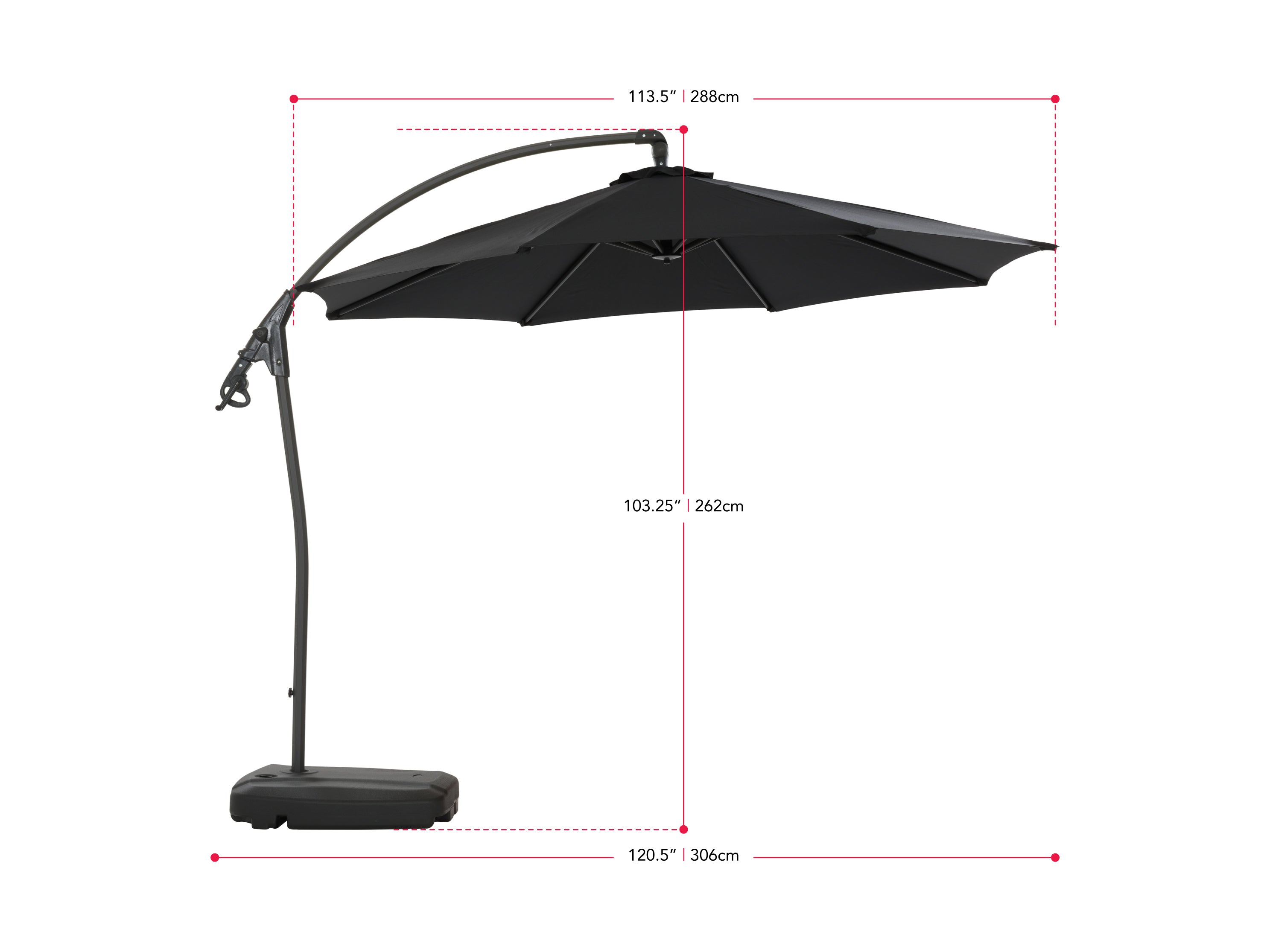 10ft Black Cantilever Umbrella with Heavy Duty Base - Patio, Poolside & Outdoor Shade Solution for Backyard, Garden and Deck