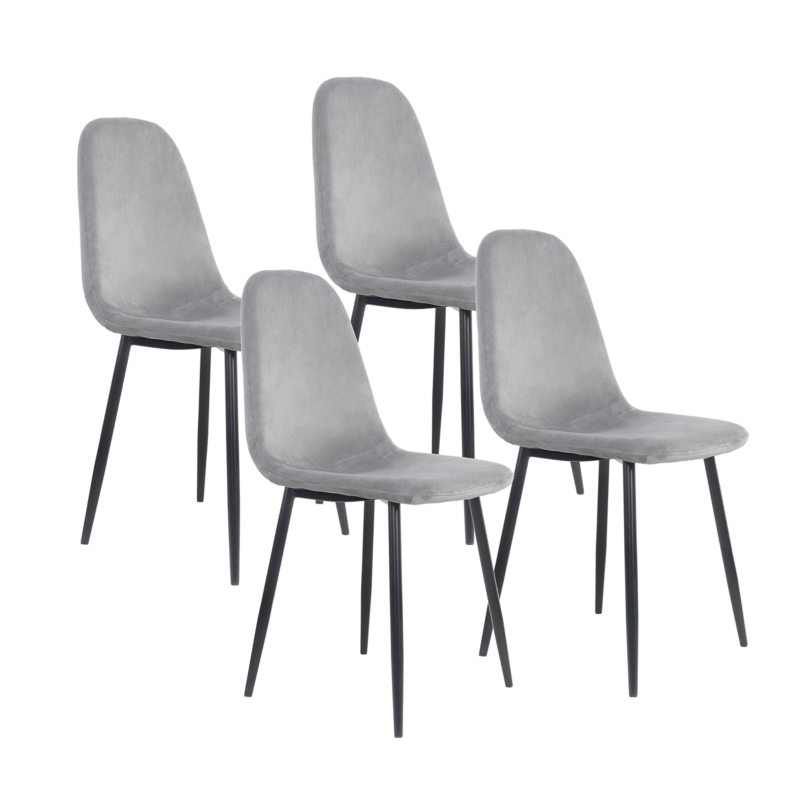 Porthos Home Larisa Armless Dining Chairs Set of 4 - Velvet Upholstered Modern Side Chairs with Slim Metal Legs for Kitchen, Dining Room, Breakfast Nook & Small Spaces