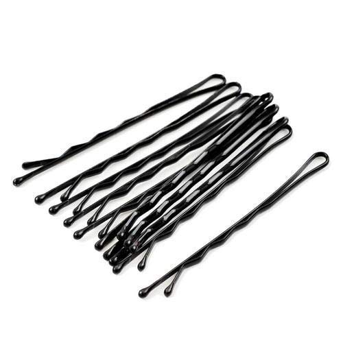 Ghelonadi 100-Pack Black Metal Bobby Pins - Strong Hair Styling Clips for Women & Girls, Perfect for Weddings, Bun Hairstyles & Professional Hairdressing