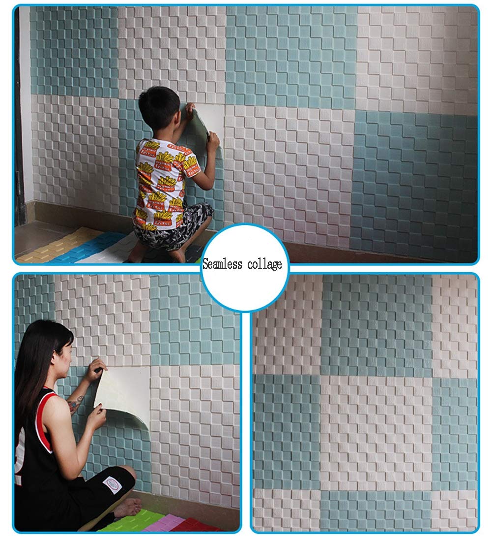 XueMing 3D Brick Wall Panels - Self-Adhesive Peel and Stick Wallpaper (10 Pack, White) for DIY Home Decor, TV Wall & Sofa Background - Easy Installation Removable Wall Stickers for Living Room, Bedroom, Office