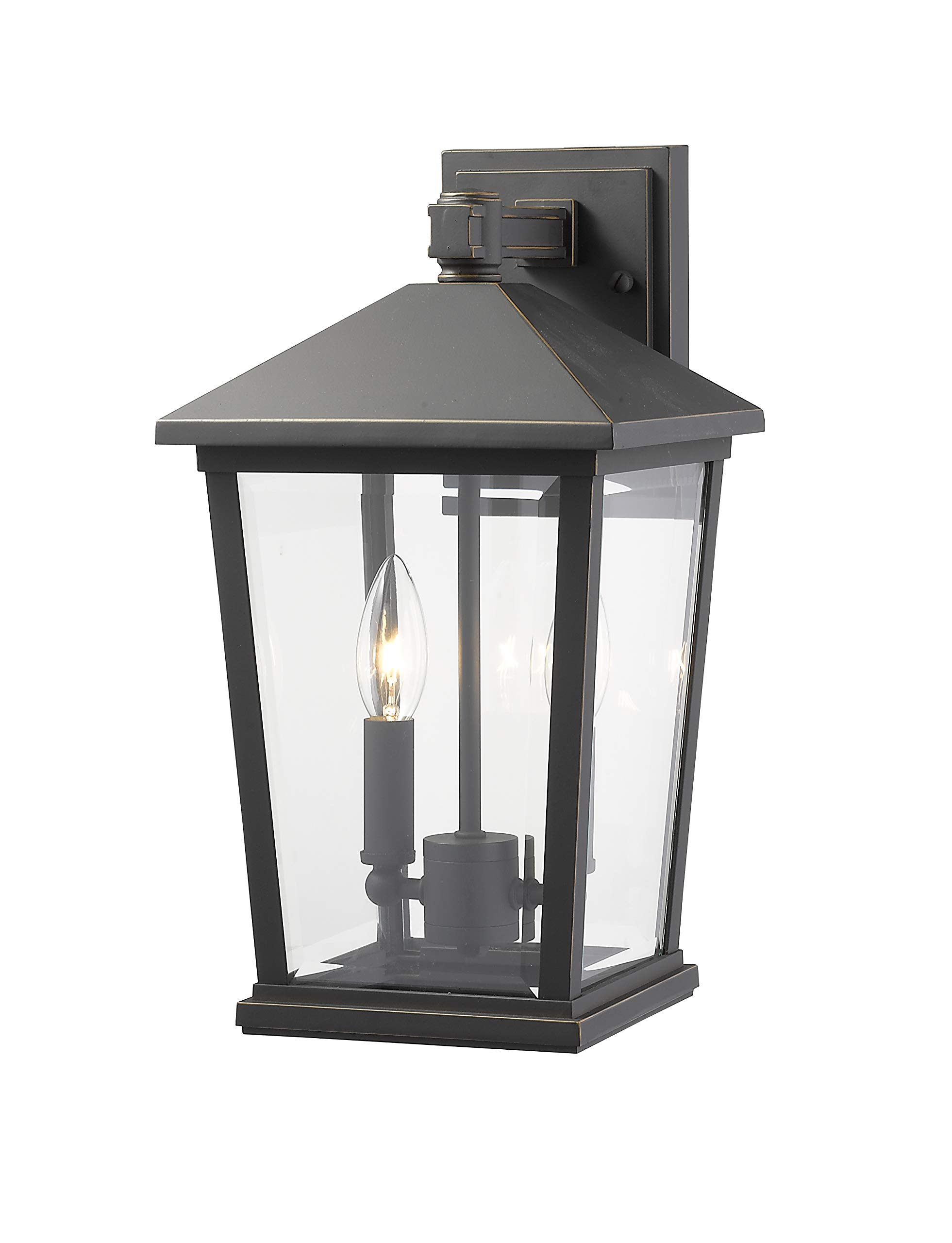 Beacon 2 Light Outdoor Wall Sconce - Oil Rubbed Bronze Finish - Weatherproof Exterior Lighting for Porch, Patio & Entryway