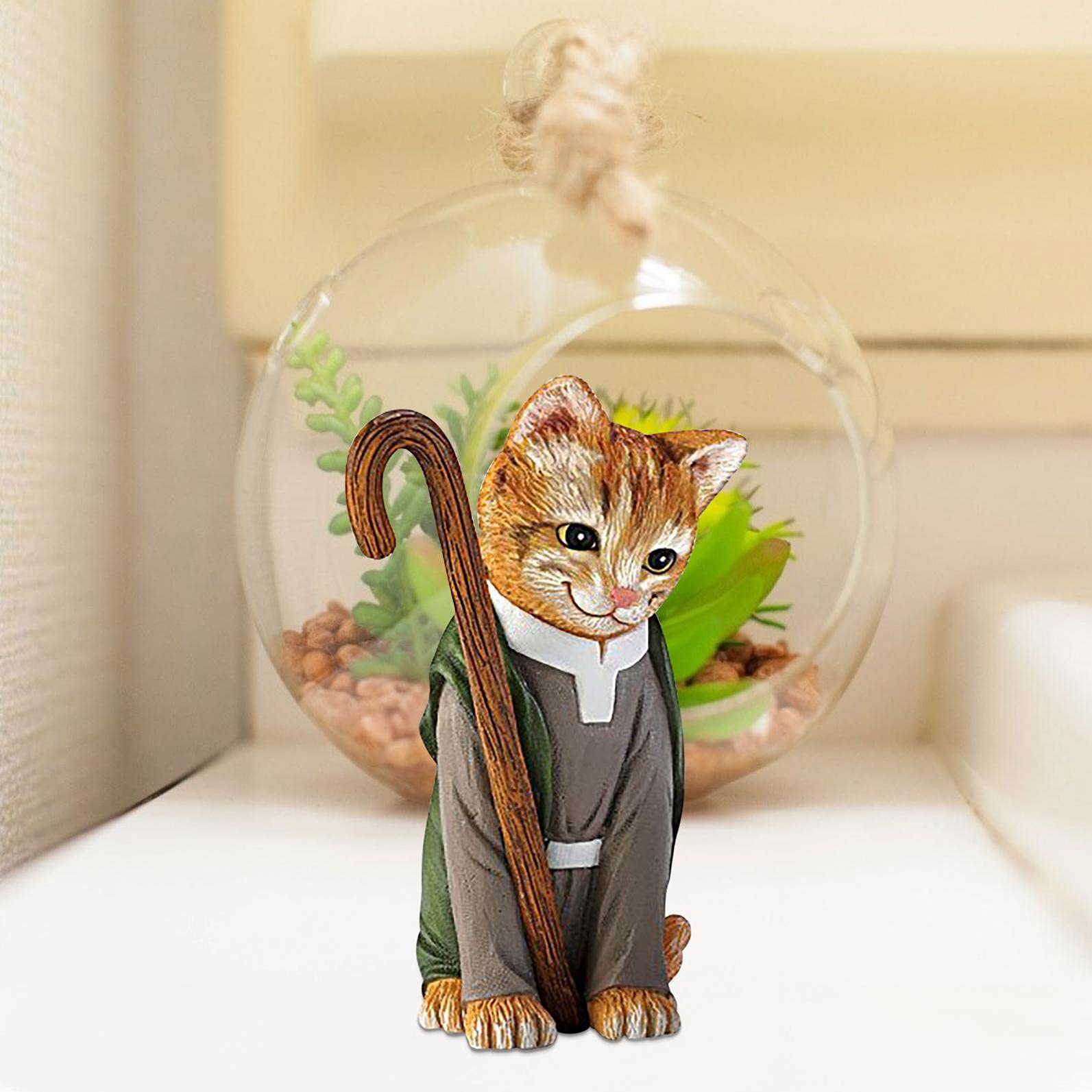 3.93'' Exquisite Cat Statue - Handcrafted Resin Home & Office Decor for Cat Lovers | Elegant Living Room Ornament, Desk Art & Jewelry Display | Perfect Gift for Pet Owners & Cat-Themed Spaces
