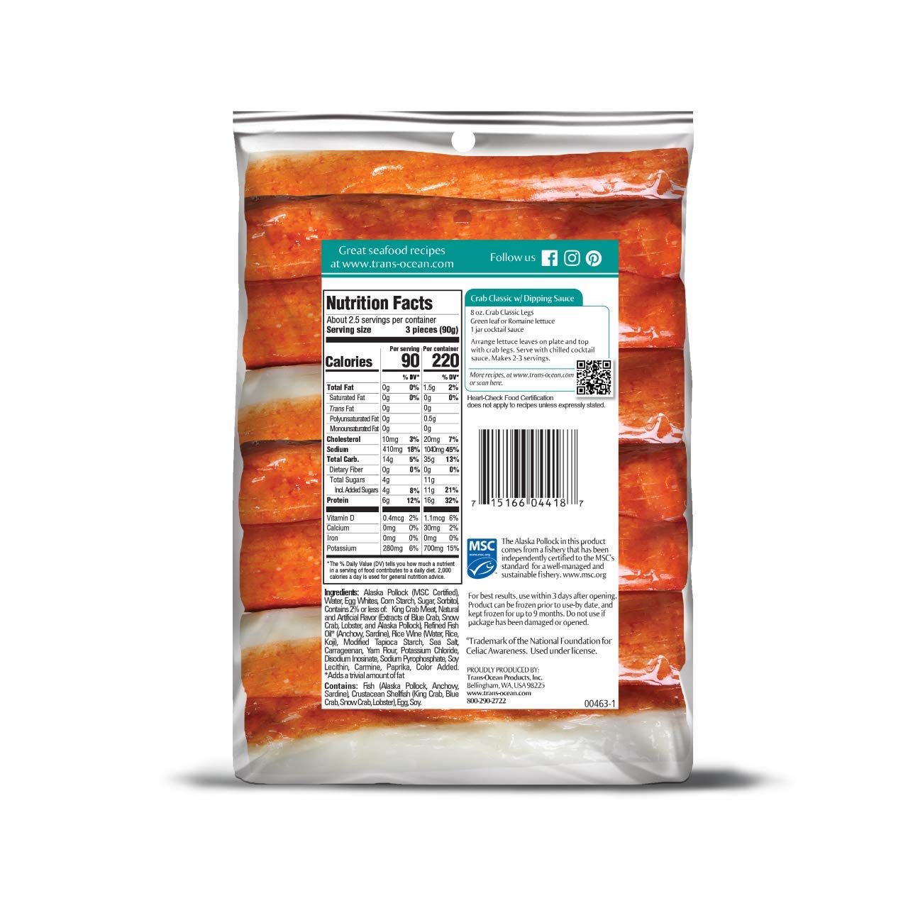 Premium Alaskan Snow Crab Legs - 8 oz (Frozen, Wild-Caught) | Perfect for Seafood Boils, Pasta Dishes & Gourmet Meals