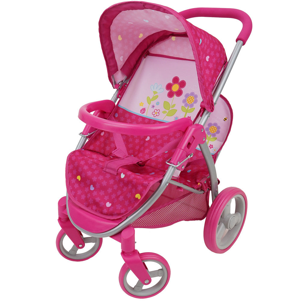 Premium Twin Doll Stroller for Girls - Adjustable Canopy & Safety Lock | Outdoor Play, Indoor Pretend Play, Birthday Gift for Toddlers