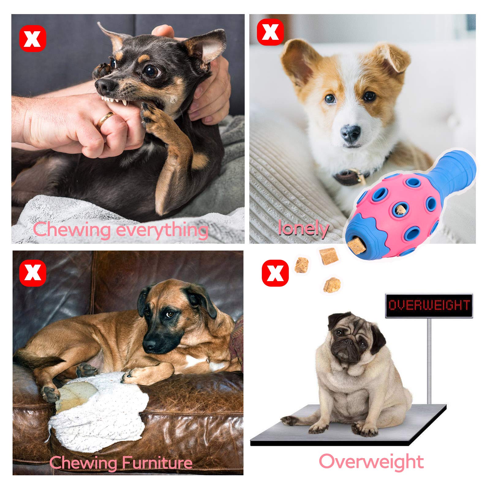 Durable Dog Chew Toys for Aggressive Chewers - Large & Small Breed Tough Chew Toys with Treat Dispenser, Interactive Puzzle & Squeaky Toy for Anxiety Relief & Teething | Perfect for Playtime, Training & Mental Stimulation