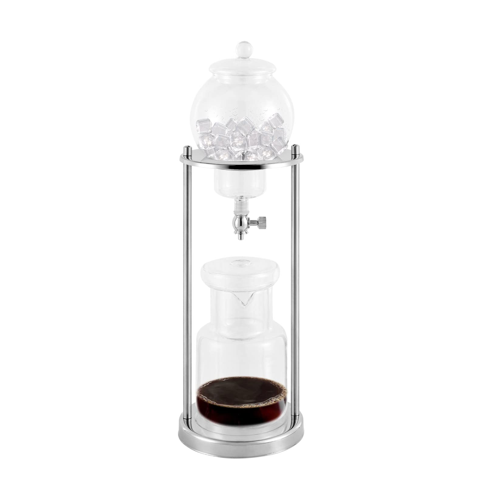 Premium Stainless Steel & Borosilicate Glass Cold Brew Coffee Maker - 600ml Iced Drip Tower for Smooth, Low-Acid Coffee | Perfect for Home, Office & Cafe Use