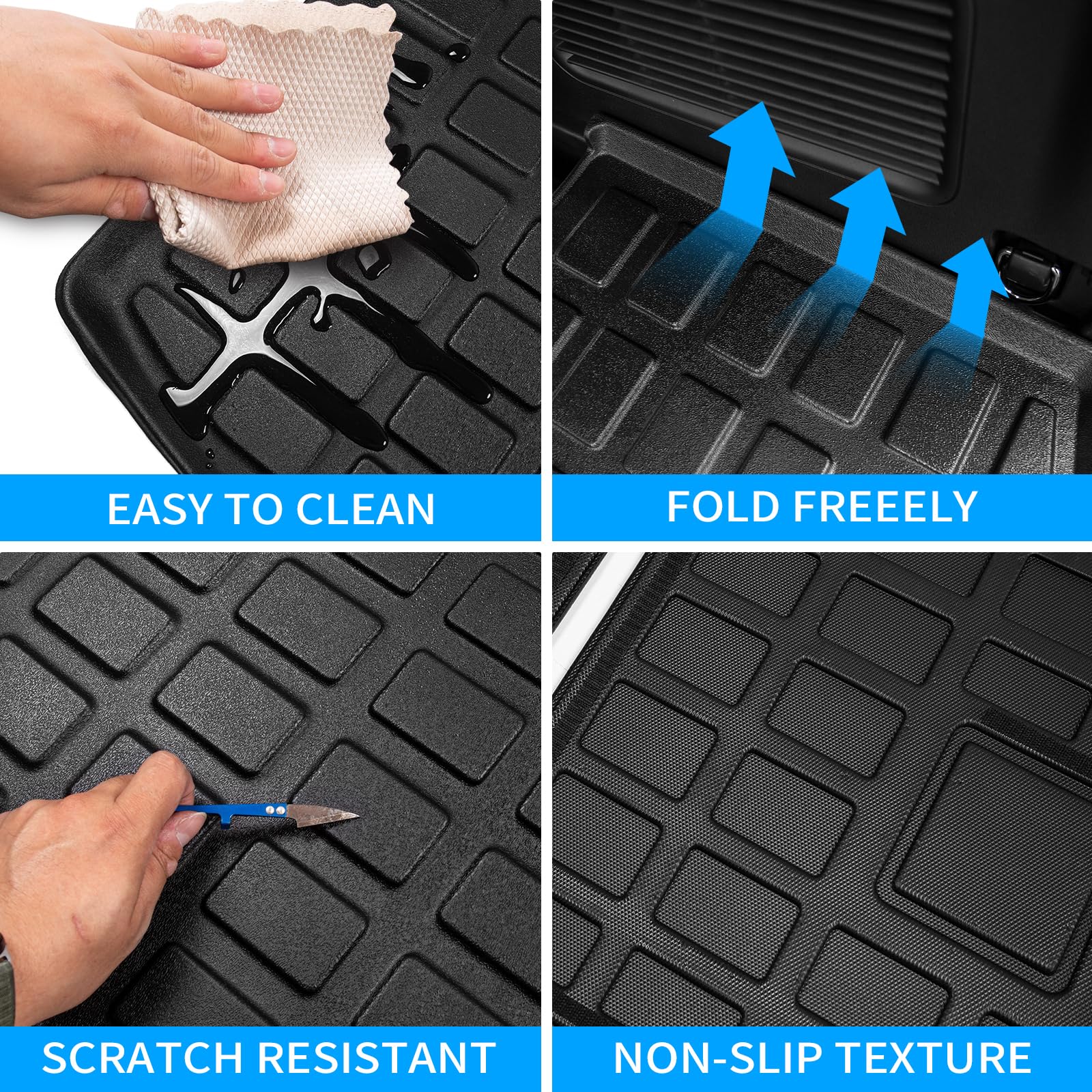 2020-2025 Ford Explorer 6-Seater All-Weather Cargo Liner & Trunk Mat Set - Heavy Duty Floor Mats with Backrest Protection | Perfect for Road Trips, Camping & Family Adventures