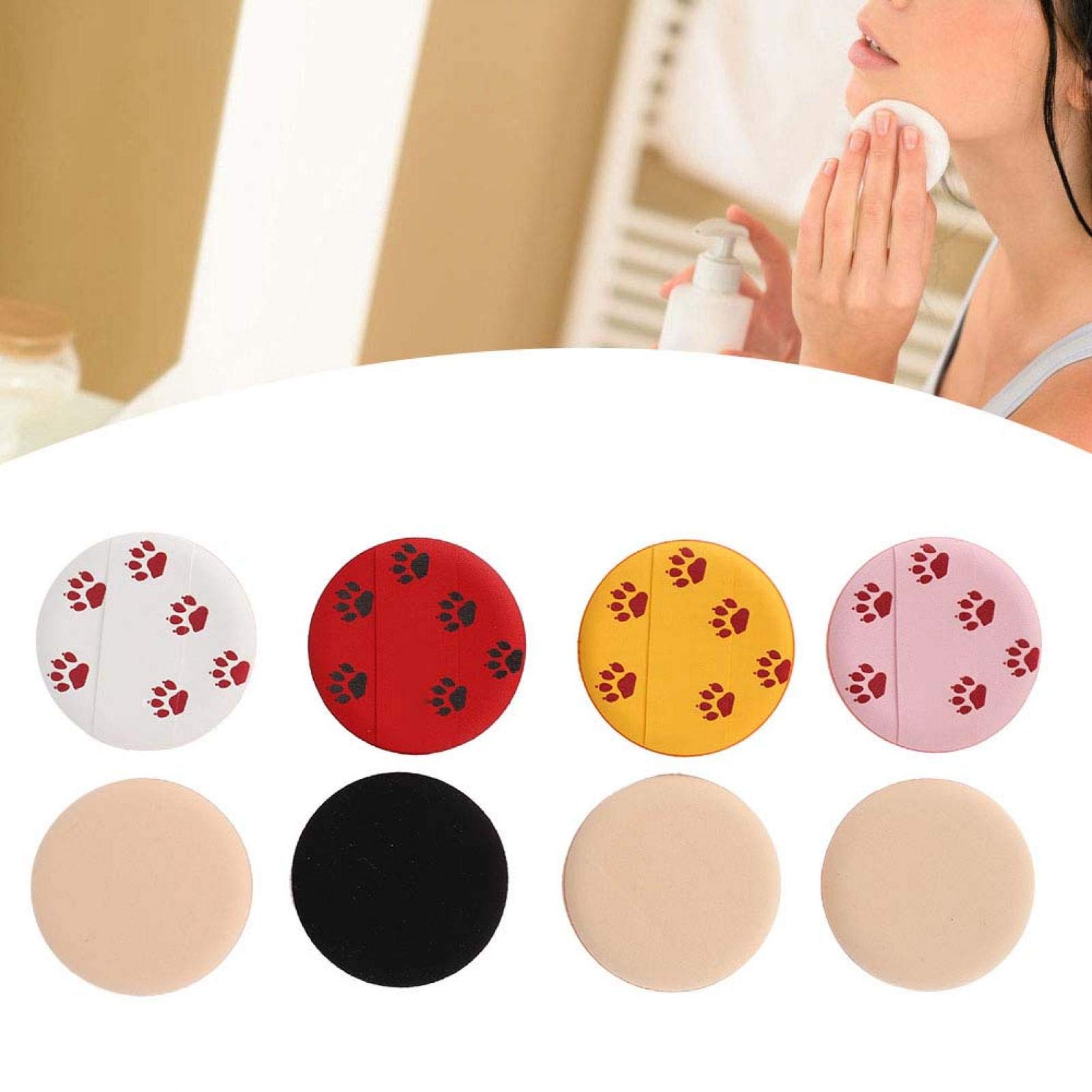 8-Piece Pure Cotton Powder Puff Set - Round Air Cushion Makeup Sponge for Face Powder & Foundation - Perfect for Cat Eye Makeup & Beauty Blending