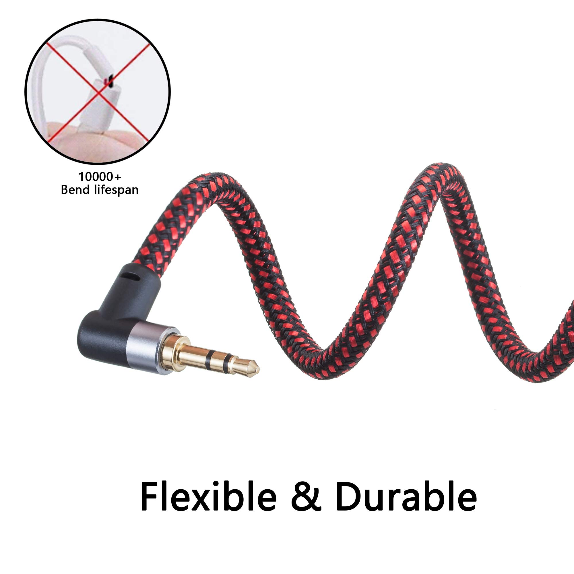 3.5mm Audio Cable 5m - Gold Plated Right Angle Aux Cable for iPhone, Android Smartphones, Car Stereo, Home Theater, Headphones - High Quality 3.5mm Male to Male Audio Cord (5 Meters) - Perfect for Gaming, Music, Movies & In-Car Entertainment