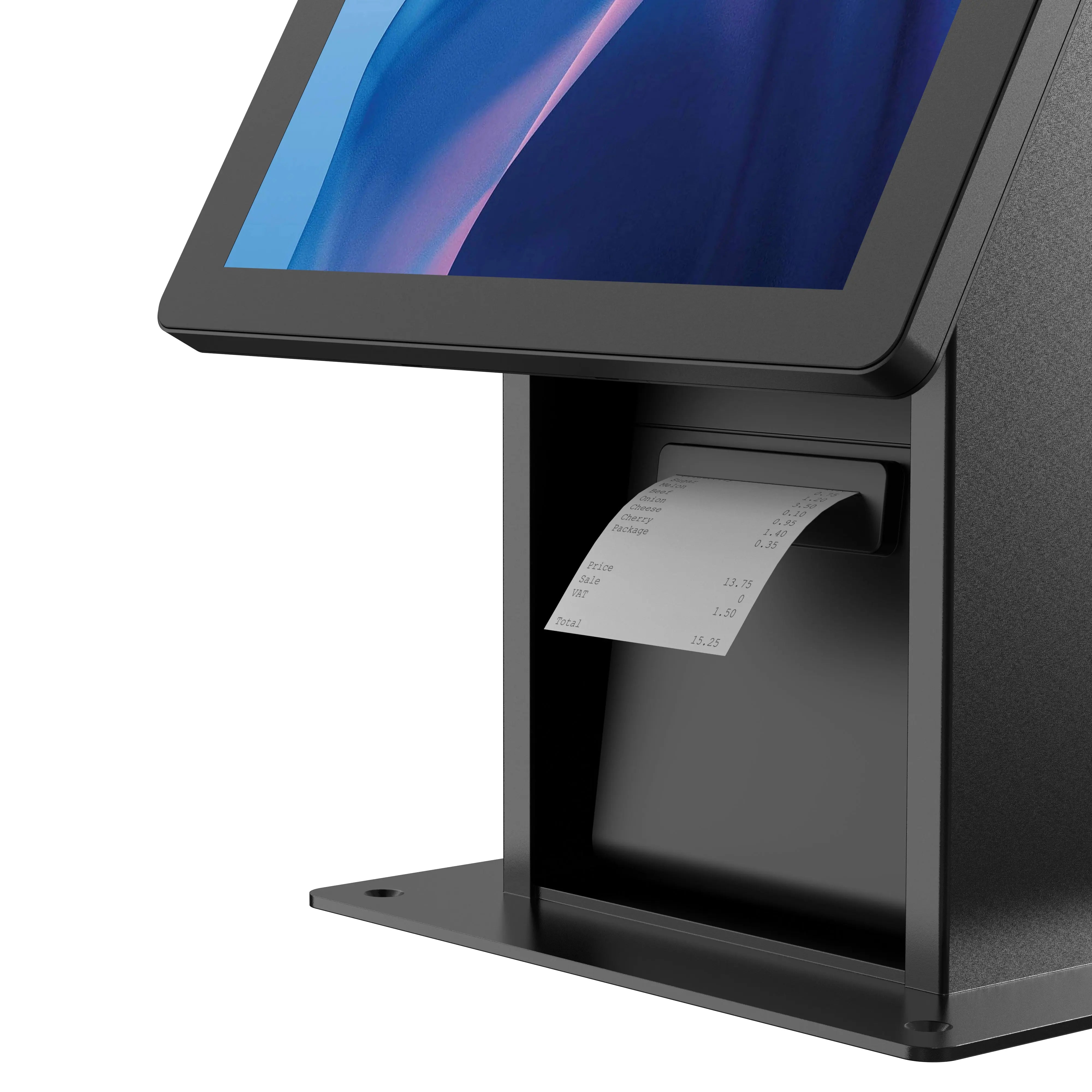 Self Service Kiosk with Built-in Printer and Storage Compartment - Touchscreen POS Terminal for Retail, Restaurant, and Business Use