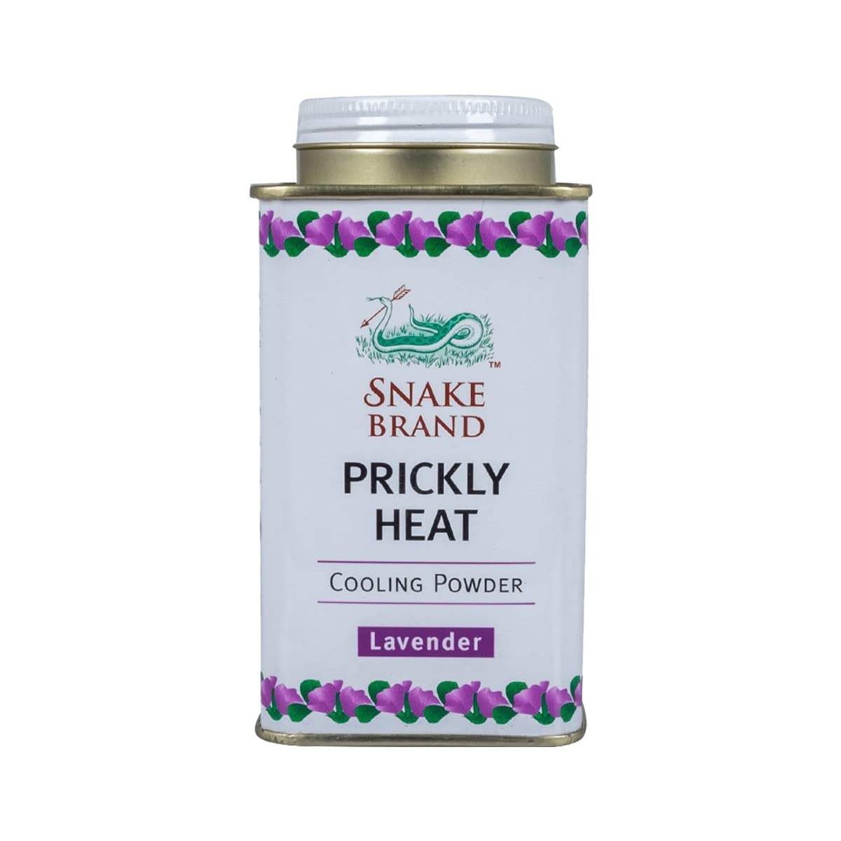 Snake Brand Prickly Heat Cooling Talcum Powder - French Lavender Scent, 50g (Pack of 4) | Heat Rash Treatment & Body Cooling Powder for Summer, Gym & Outdoor Activities | Soothing Relief for Hot Weather & Skin Irritation