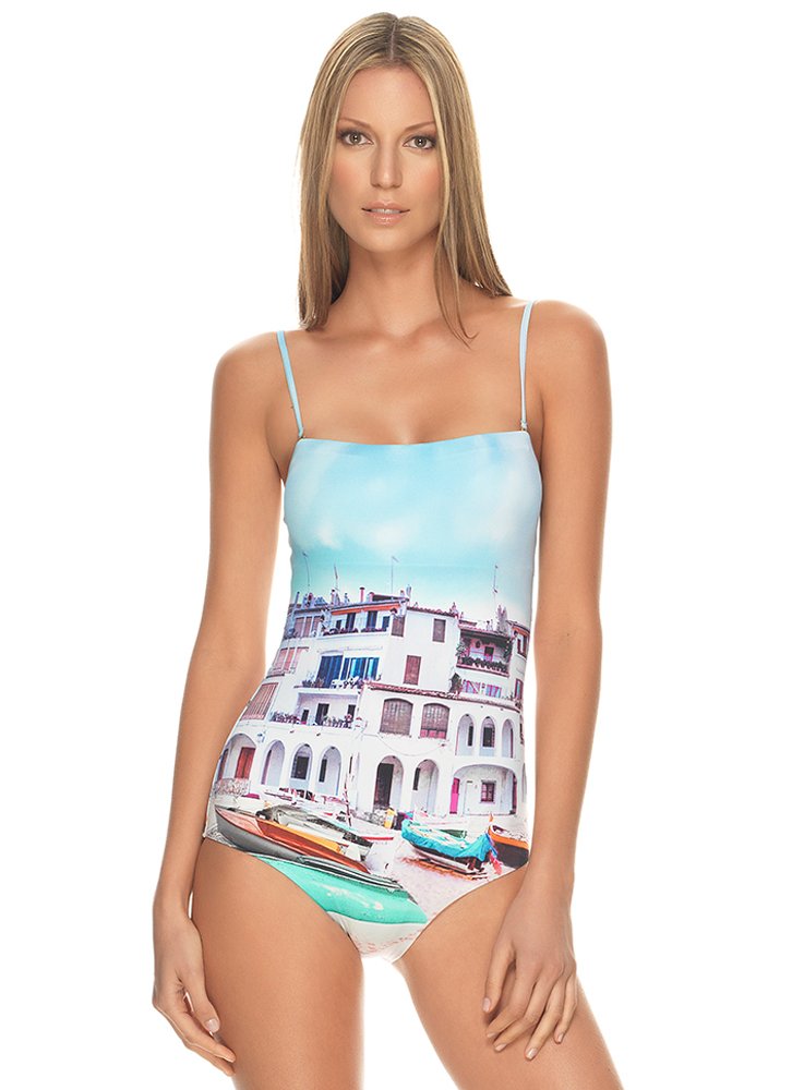 Estivo East Coast Adjustable Removable Straps One-Piece Swimsuit with Tummy Control - Perfect for Beach Vacations, Pool Parties & Summer Getaways