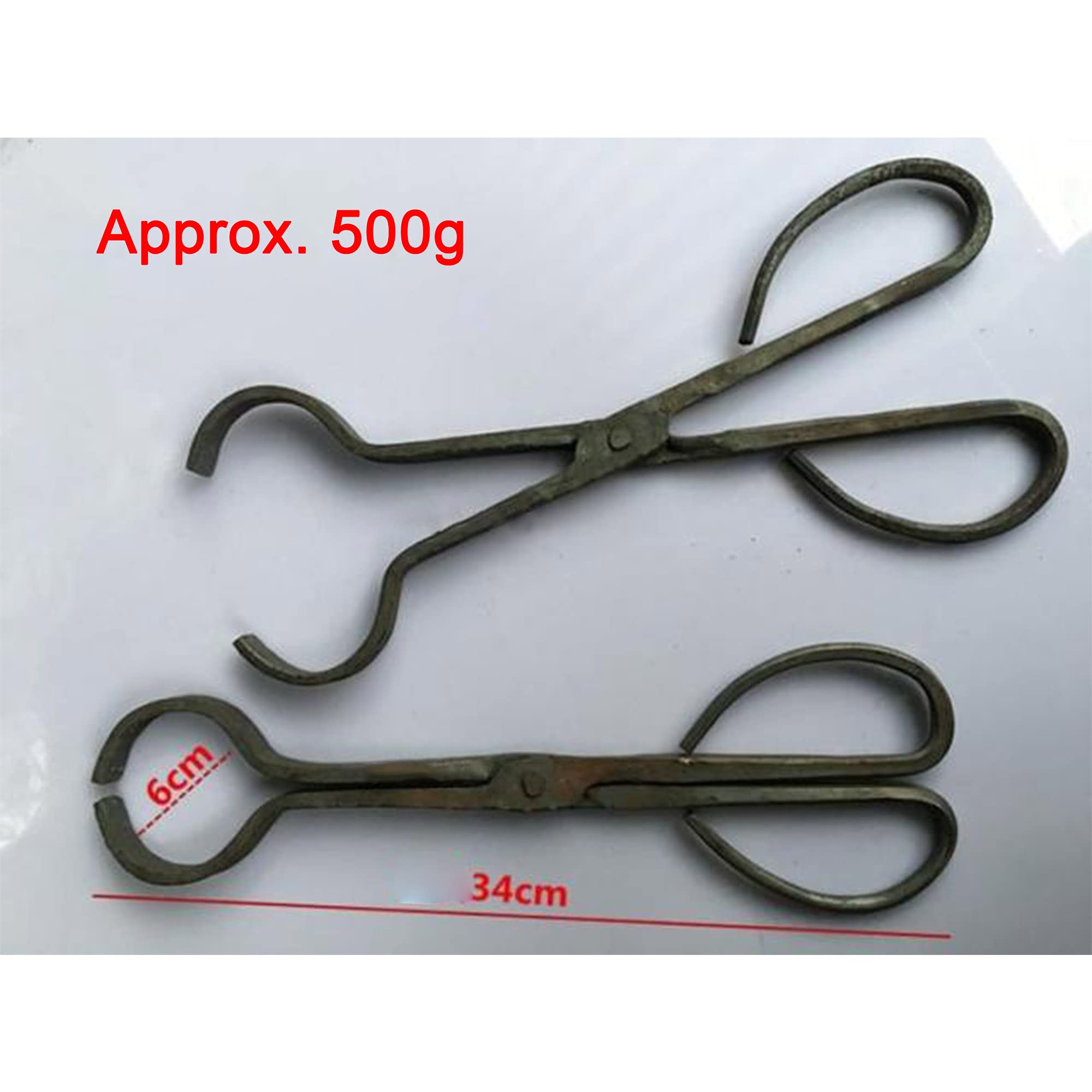 Premium Blacksmith Tongs for Knife Making - 340mm Round Nose Forging Tongs (500g) - Heavy Duty Bladesmith Tools for Anvil Work, Metal Crafting & DIY Blacksmithing Projects