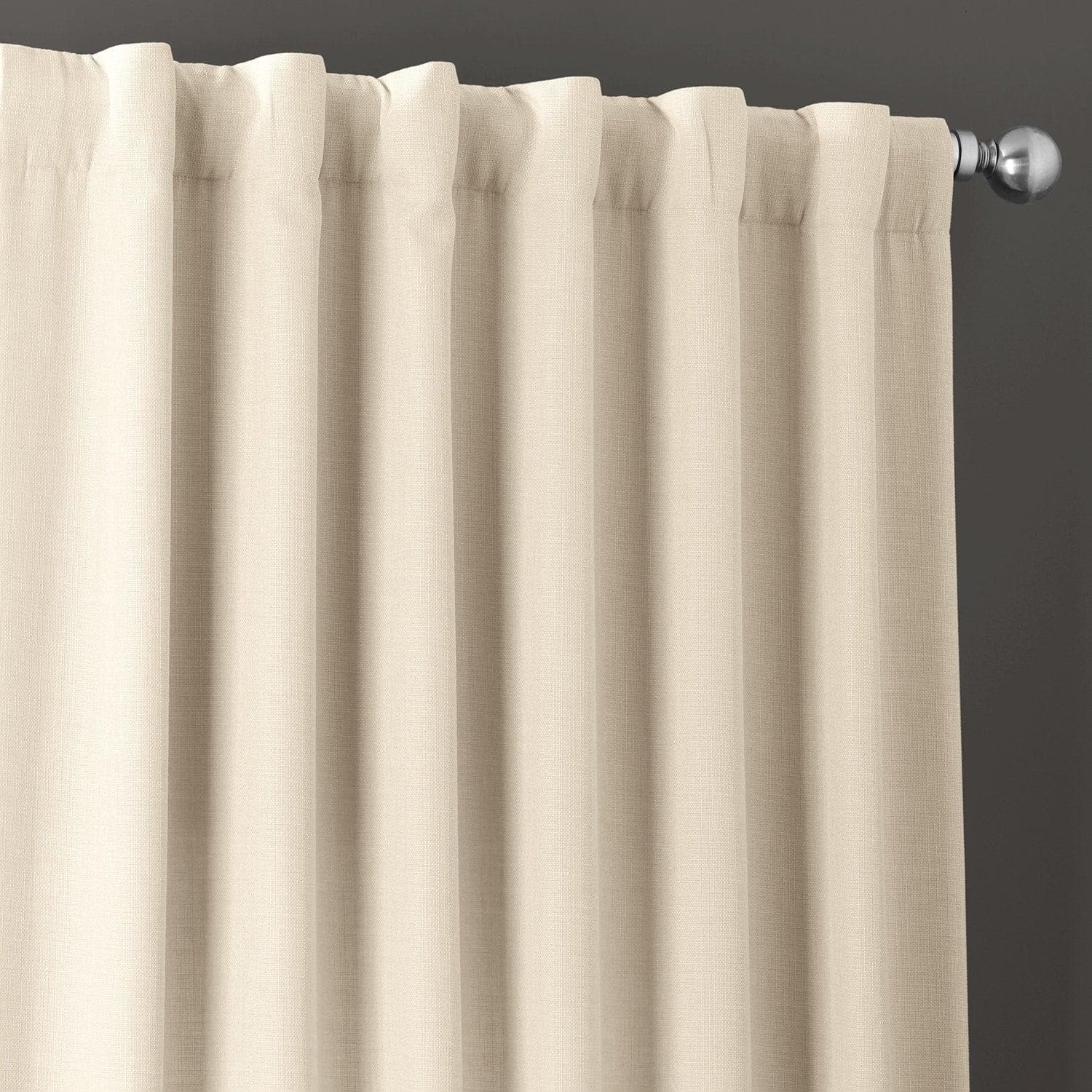 Premium Parchment Cream Italian Faux Linen Blackout Curtains - Elegant Room Darkening Window Treatment for Bedroom & Living Room