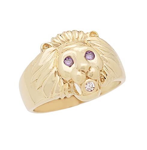 10K Yellow Gold Lion Head Ring for Men - Stylish Lion Face Jewelry - Perfect for Gifts, Fashion Accessories, and Special Occasions